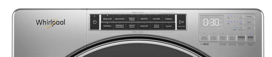 Whirlpool WFW8620HC 5.8 Cu.Ft Front Load Washer & WGD9620HC 7.4 Cu.Ft Gas Dryer Set in Chrome Shadow - Perfect for Laundry Room, Apartment, and Home Use