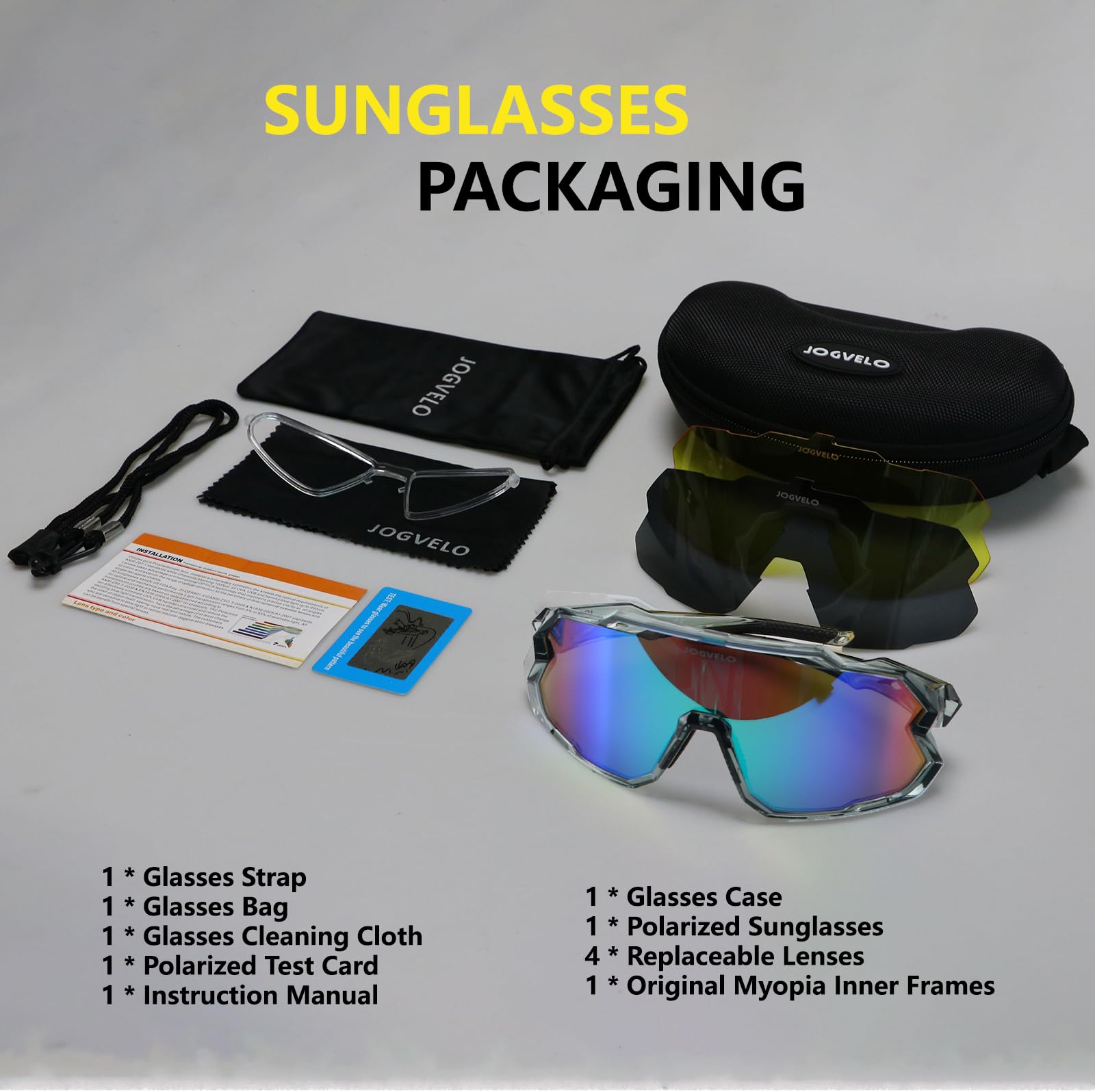 Polarized Baseball Sunglasses for Men - UV Protection Cycling Glasses with 3 Interchangeable Lenses - Perfect for Sports, Outdoor Activities & Driving