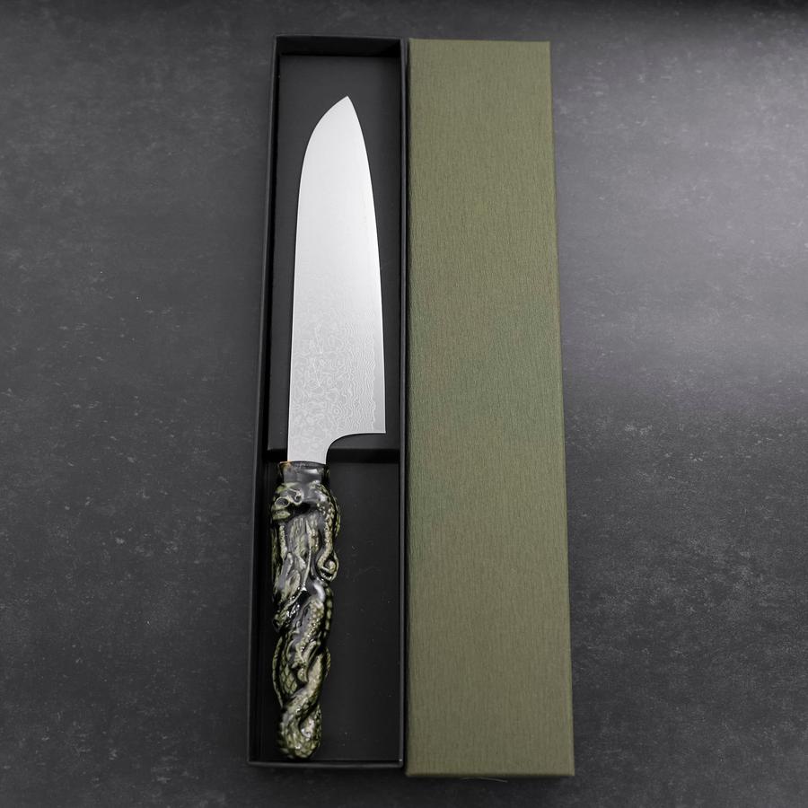 Premium Santoku ZA-18 Damascus Ceramic Kitchen Knife 180mm - Japanese Chef Knife for Slicing, Dicing & Chopping - Perfect for Home Cooking & Professional Kitchens