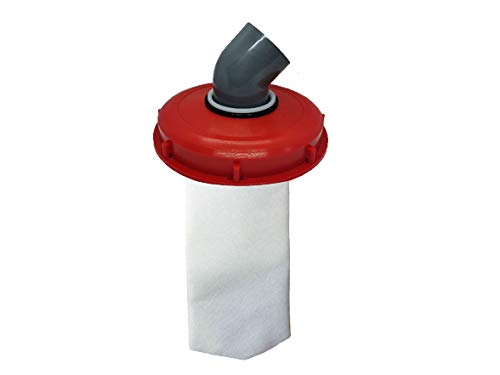 JUTTA IBC Tank Lid Nylon Washable Cover - DN 75 Needle Felt Filter for Rainwater Storage Tanks (Red, 224mm, 45° Angle) - Ideal for Outdoor Water Collection, Gardening & Industrial Use