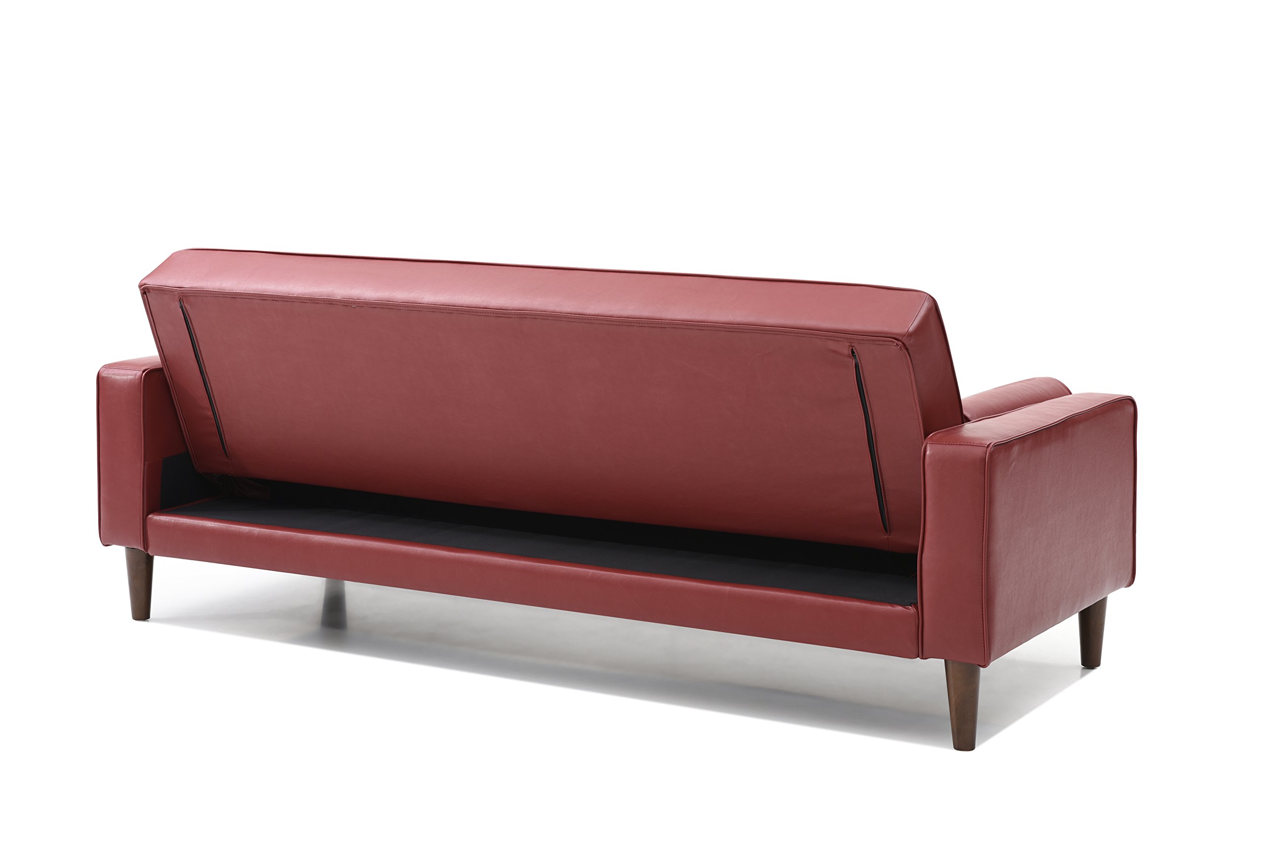 Glory Furniture Convertible Futon Sofa Bed - 3-in-1 Sleeper with Sturdy Metal Frame, Comfortable Foam Mattress in Red - Perfect for Small Apartments, Guest Rooms & Home Offices