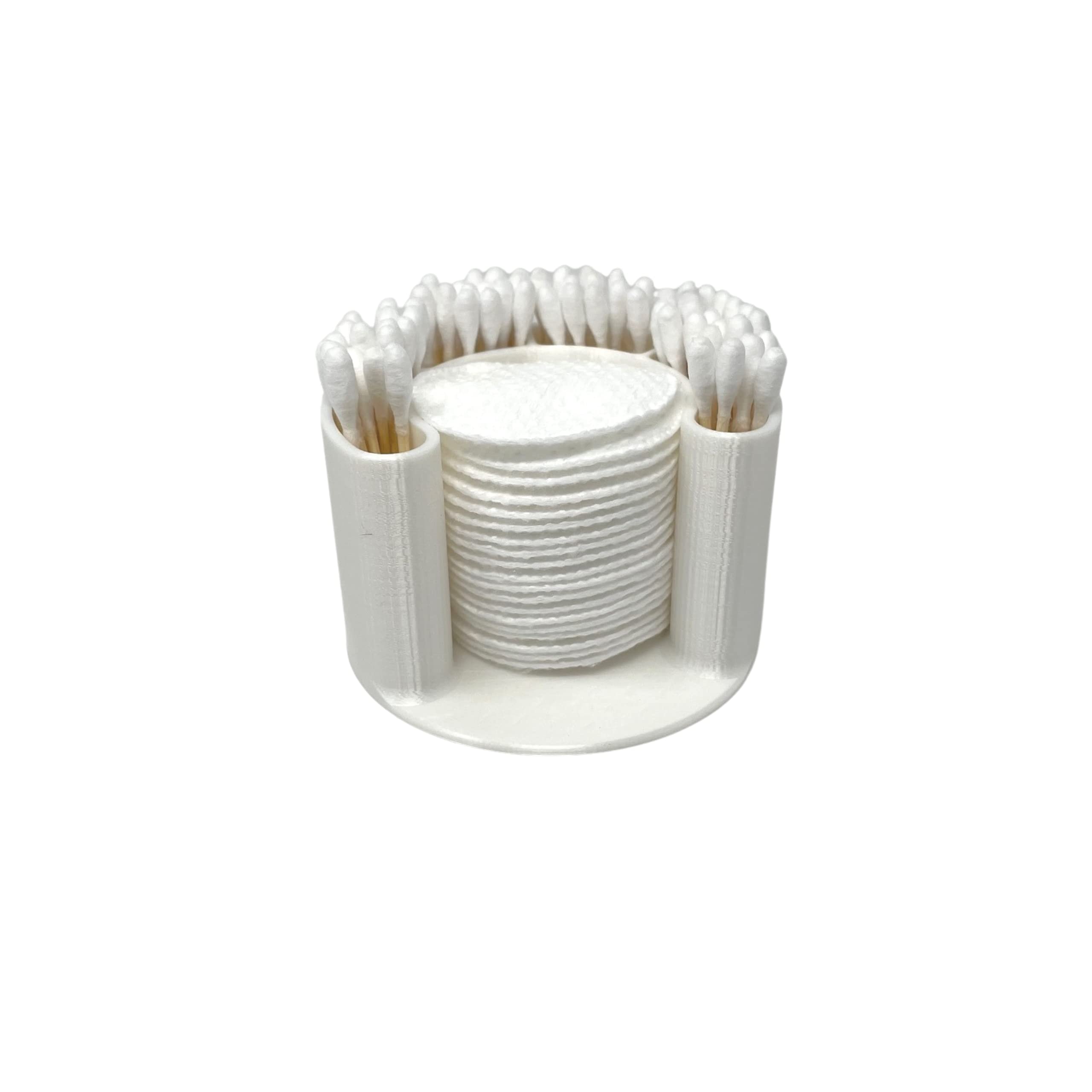 Bathroom Cotton Swab Organizer - White Q-Tip & Exfoliating Pad Holder for Easy Access | Perfect for Makeup, Skincare & Bathroom Storage
