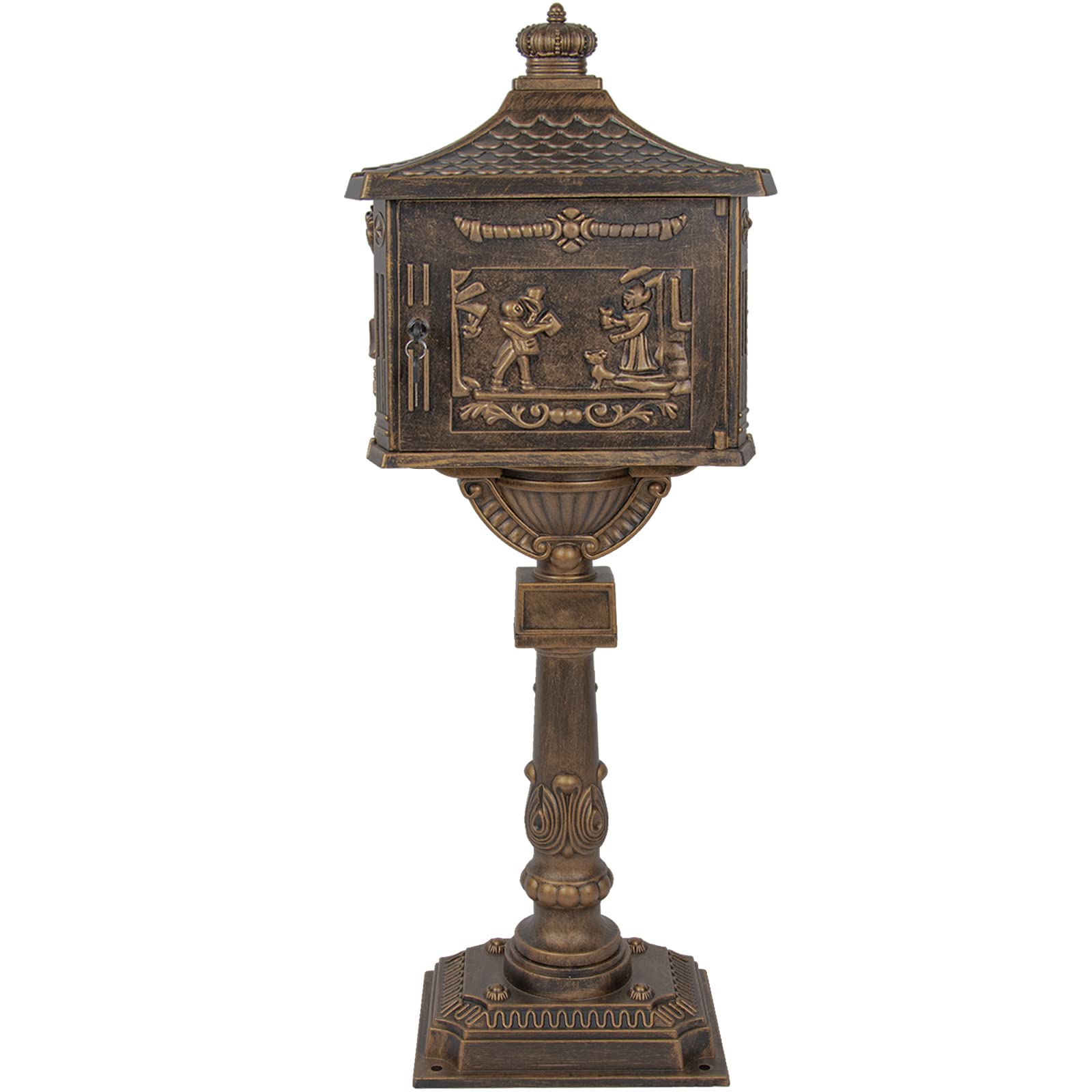 Polar Aurora Heavy Duty Cast Aluminum Bronze Mailbox - Secure & Durable Postal Mail Box for Home, Office & Outdoor Use