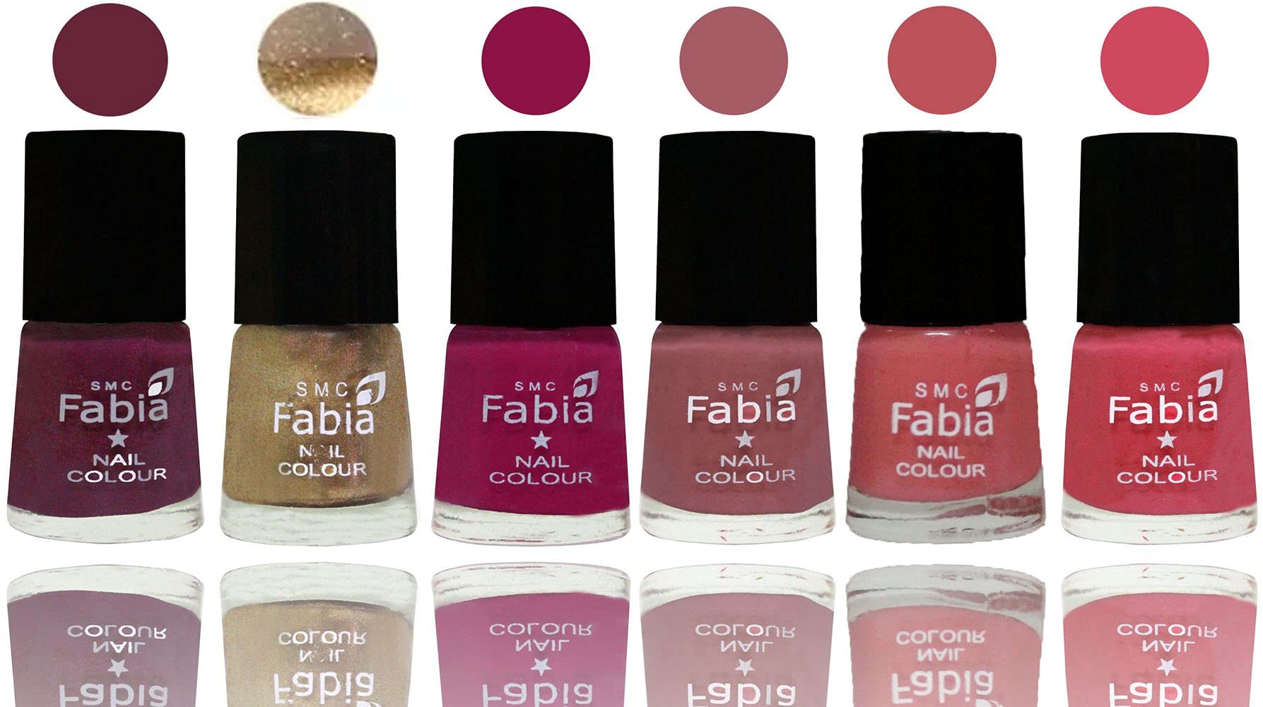 SMC Fabia Shine Bright Glossy Nail Polish Set - 6 Vibrant Colors (02678) | Long-Lasting Nail Paint for Manicure, Pedicure & Nail Art | Perfect for Parties, Weddings & Everyday Wear