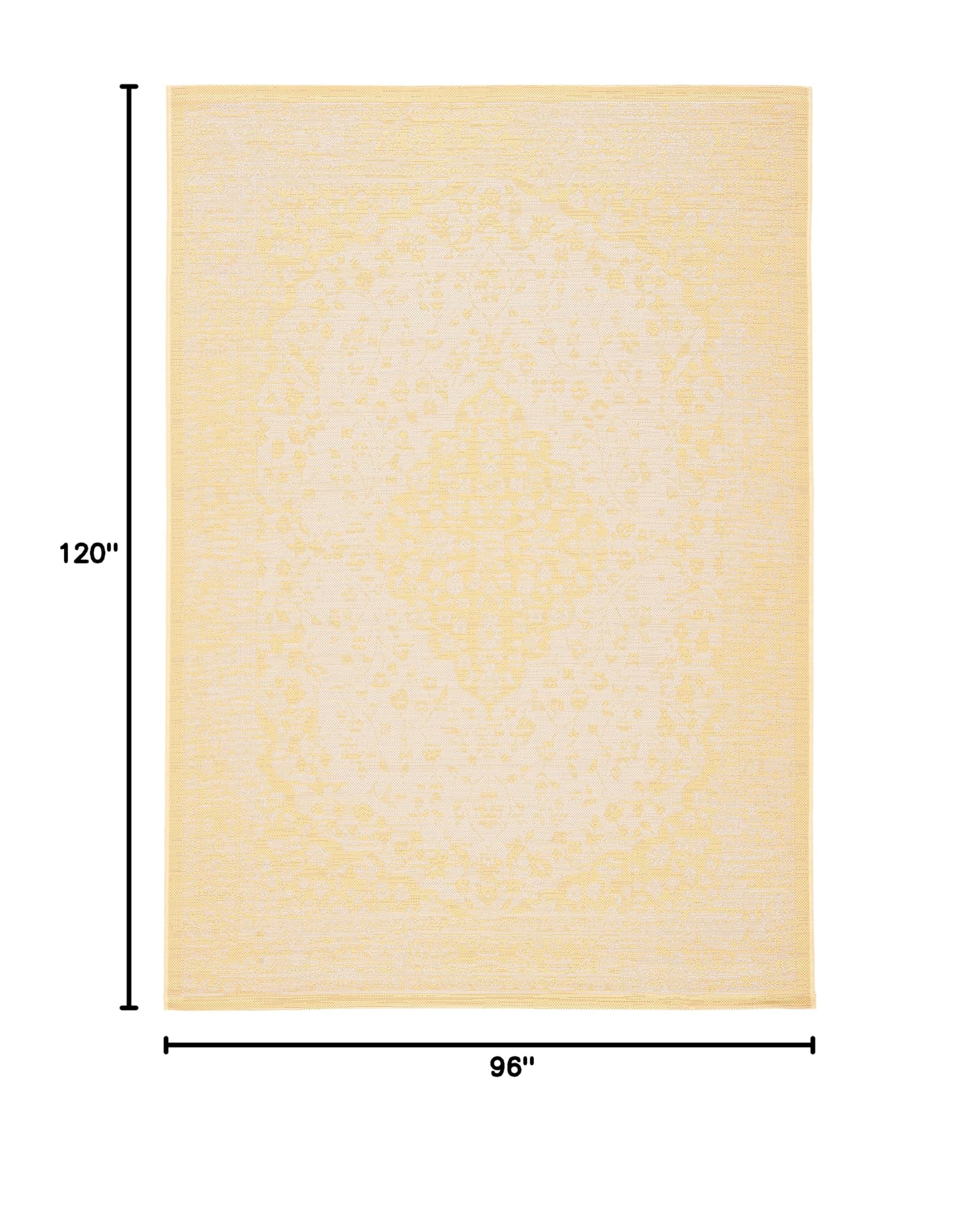 SAFAVIEH Courtyard Collection 8' x 10' Beige/Gold Indoor Outdoor Waterproof Area Rug - Easy to Clean, Perfect for Patio, Backyard, Mudroom & High-Traffic Areas