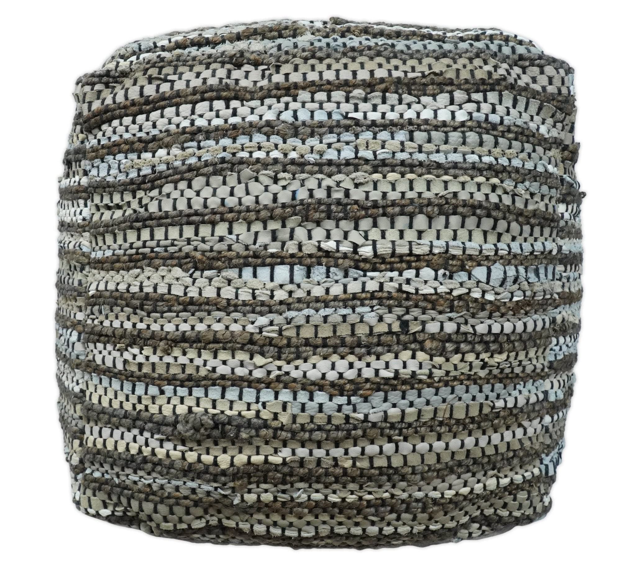 Brown Square Jute Pouf Ottoman - Versatile Footstool, Side Table & Boho Seat for Living Room & Bedroom - Perfect Foot Rest & Stylish Home Decor for Relaxation & Cozy Spaces