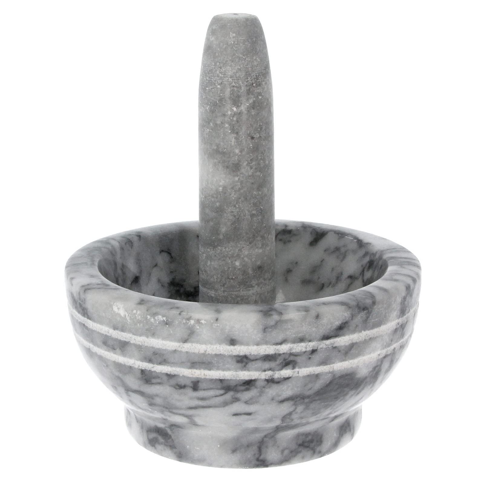 Premium Natural Marble Mortar and Pestle Set - Polished Stone Spice & Herb Grinder for Pesto, Guacamole, Coffee Beans - Kitchen Tool for Grinding, Crushing Pills & Pastes (12.5cm, Grey) - Perfect for Home Cooking, Apothecary Use & Gourmet Food Preparation