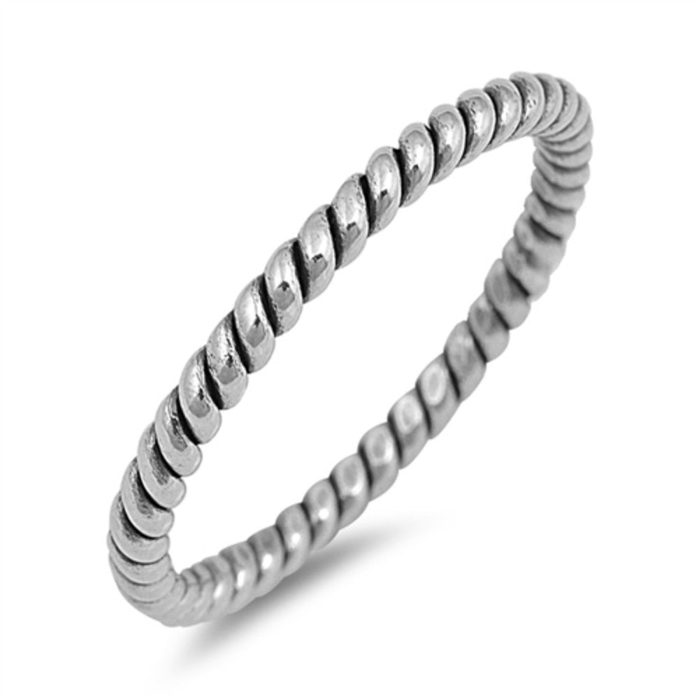 2mm Twisted Rope Braided Band Ring - 925 Sterling Silver Unisex Wedding Ring for Men & Women - Perfect for Couples, Anniversaries, and Everyday Wear
