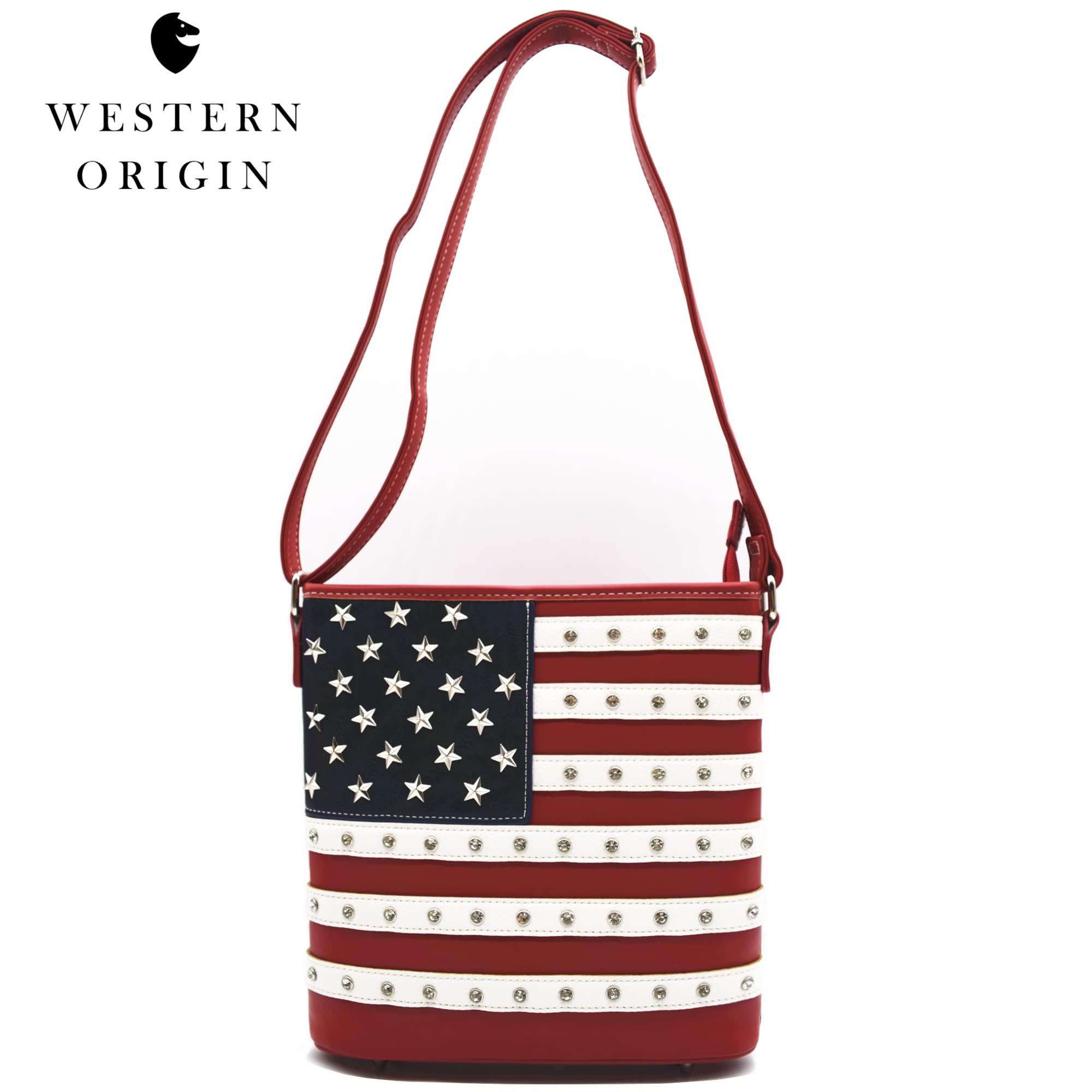 USA Flag Concealed Carry Purse for Women - Patriotic Stars & Stripes Shoulder Bag with Crossbody Strap & Wallet - Perfect for Everyday Use, Travel, and Concealed Carry