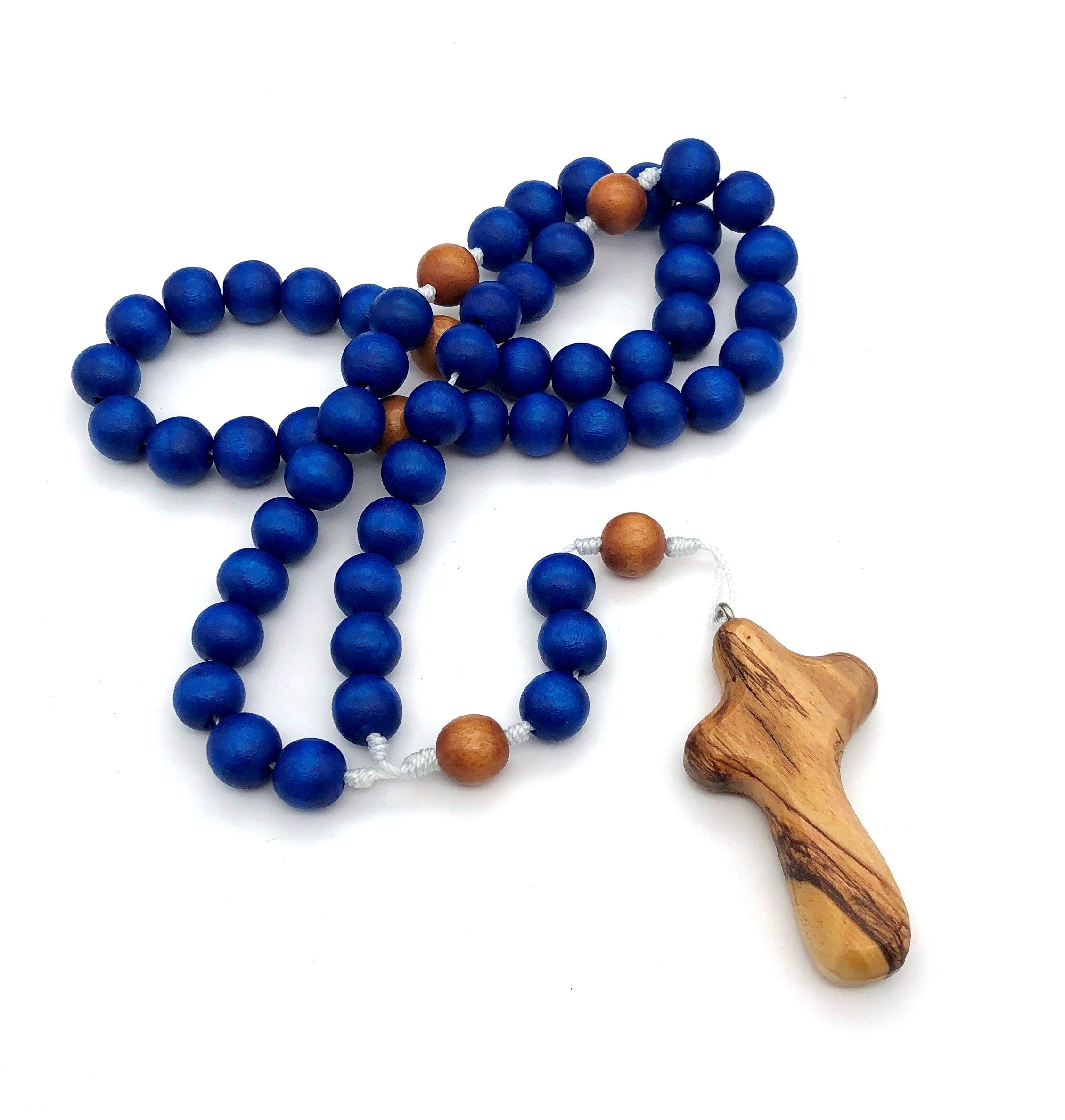 Handmade Wooden Rosary Beads - Blue Catholic Prayer Beads for Religious Devotion & Meditation | Perfect for Prayer, Worship, and Spiritual Gifts