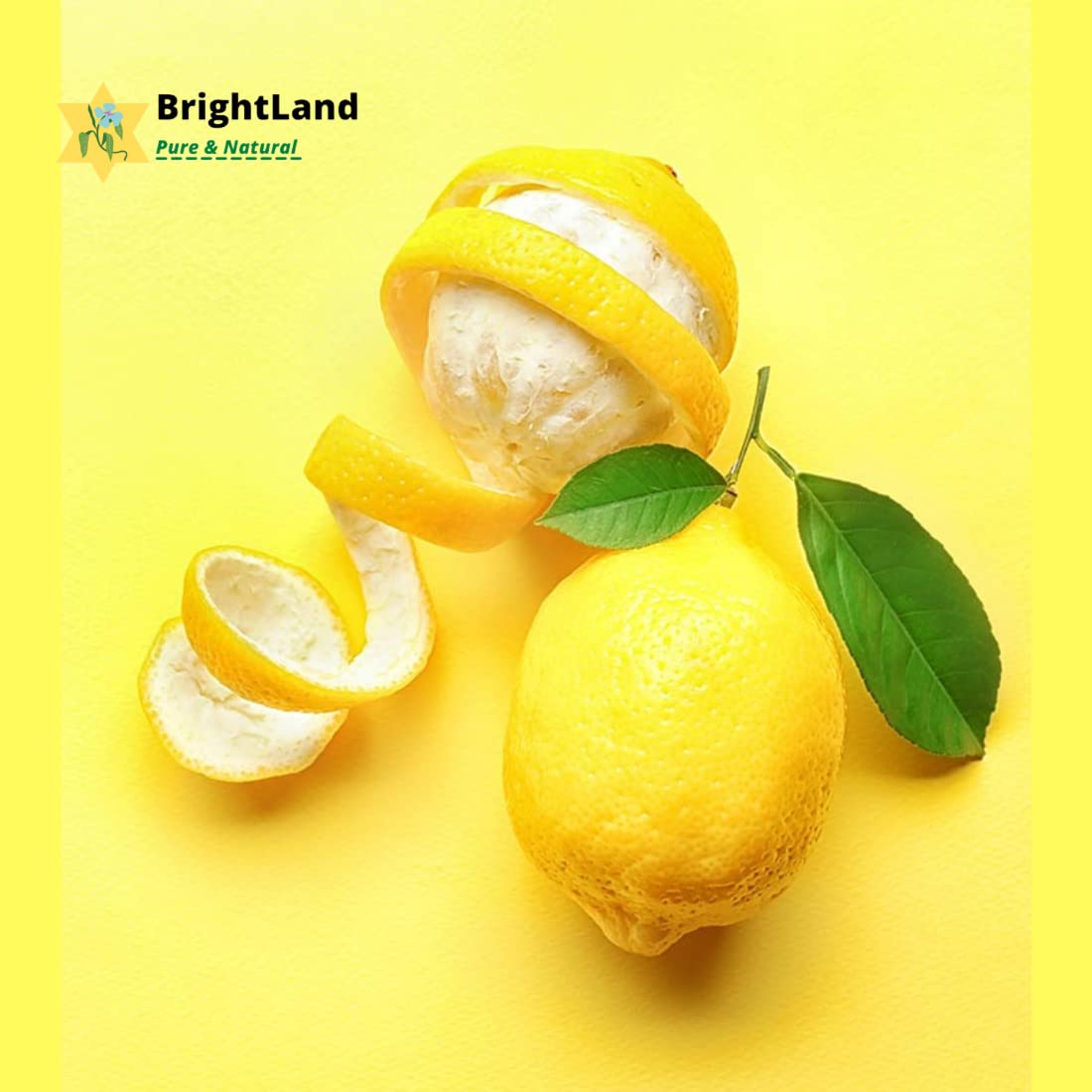 Brightland Pure Organic Lemon Peel Face Cleanser Powder | Citrus limonum | 100g | Natural Exfoliating & Brightening Facial Scrub for Glowing Skin | Perfect for Morning & Night Skincare Routine