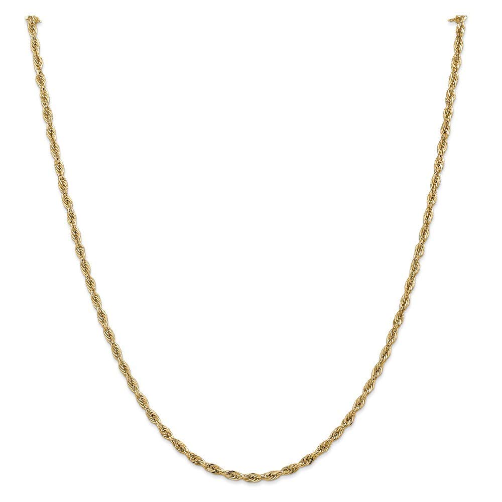 10K Yellow Gold Semi-Solid Rope Chain Necklace for Women - 16