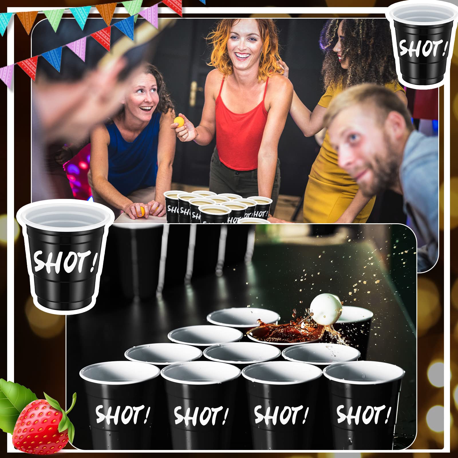 200-Pack 2 oz Disposable Plastic Shot Glasses - Black Party Cups for Birthday, Bachelorette, Holiday & Events - Perfect for Drinking, Serving Snacks, Condiments & Tastings - Ideal for Bars, Catering & Home Entertaining