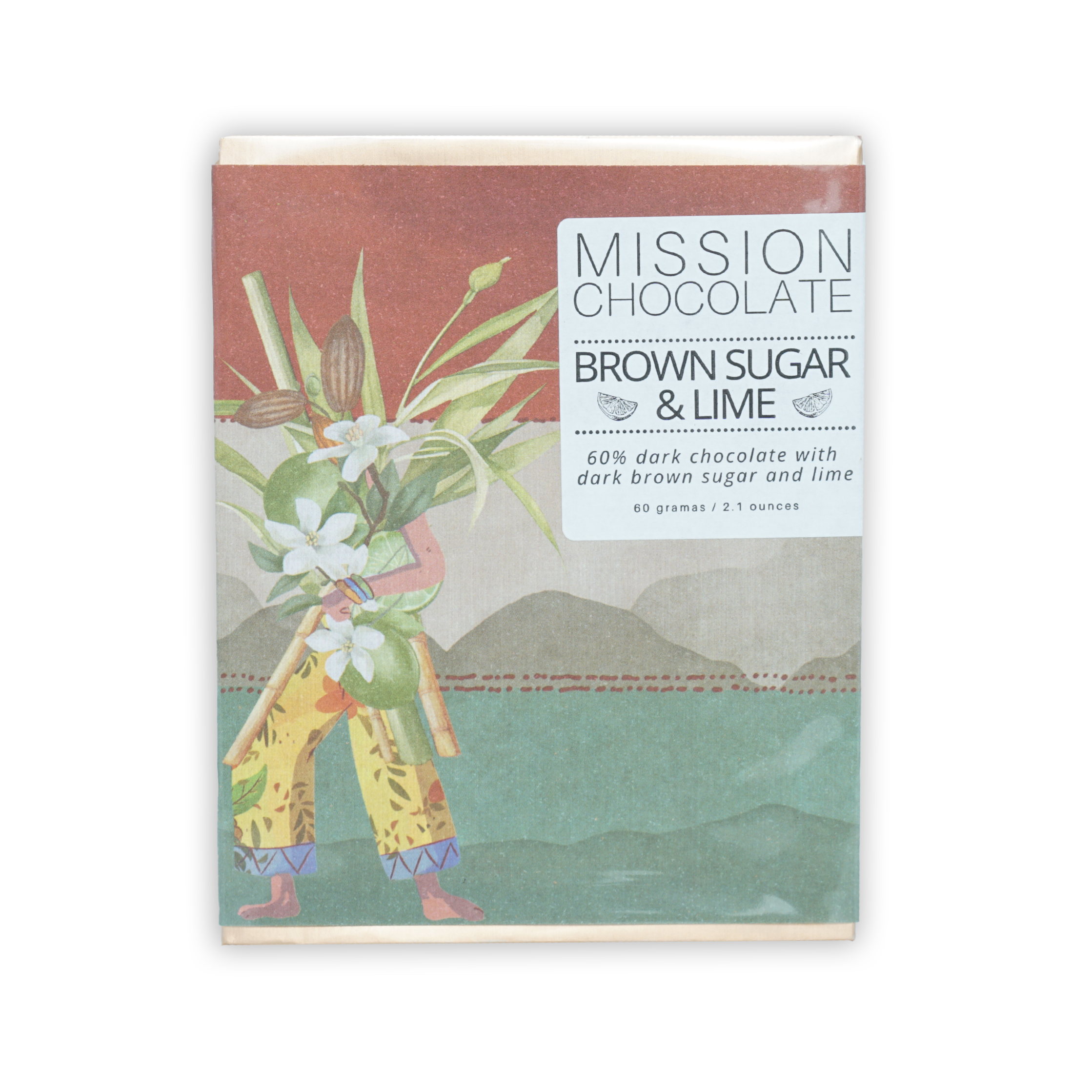 Mission Chocolate Brown Sugar & Lime 60% Dark Chocolate Bar - Premium Artisan Candy for Gifts & Desserts - Perfect for Valentine's Day, Birthday & Holiday Treats
