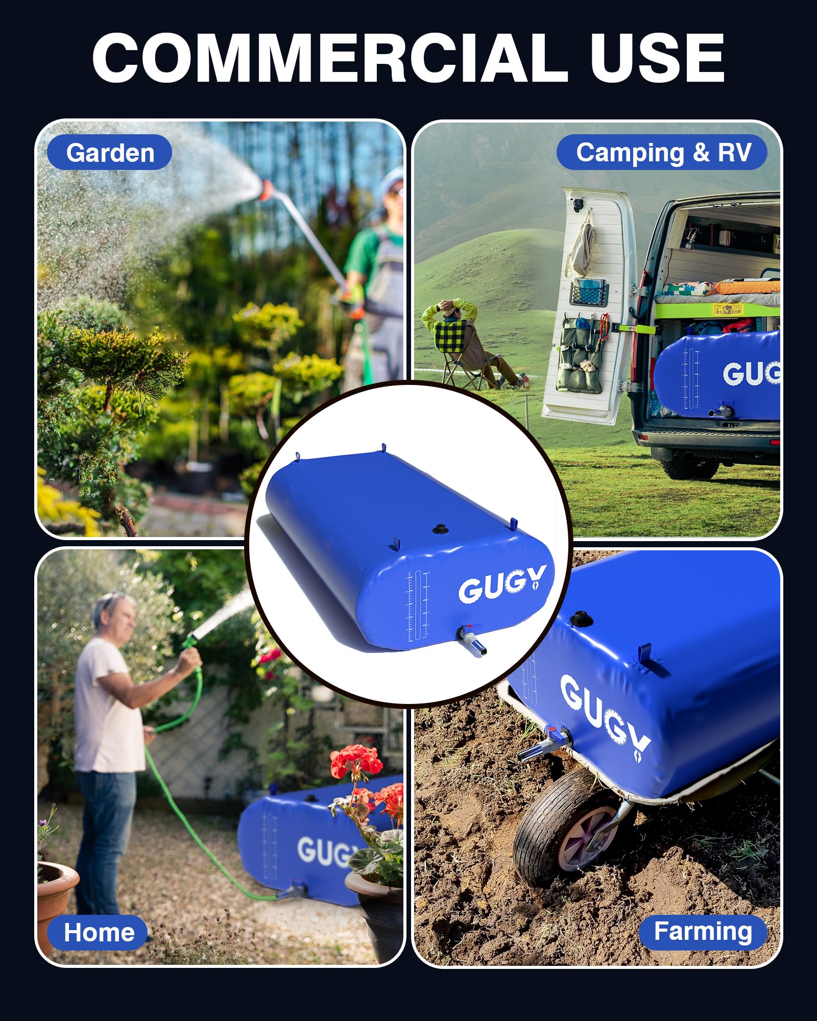 540L (143 Gallon) Portable Water Storage Bladder with Spigot & Overflow Kit - Emergency Water Tank for Truck Bed, RV, Camping - Blue Large Water Bob for Outdoor, Travel & Disaster Preparedness (Ideal for Car Camping, Off-Grid Living & Emergency Water Supply)