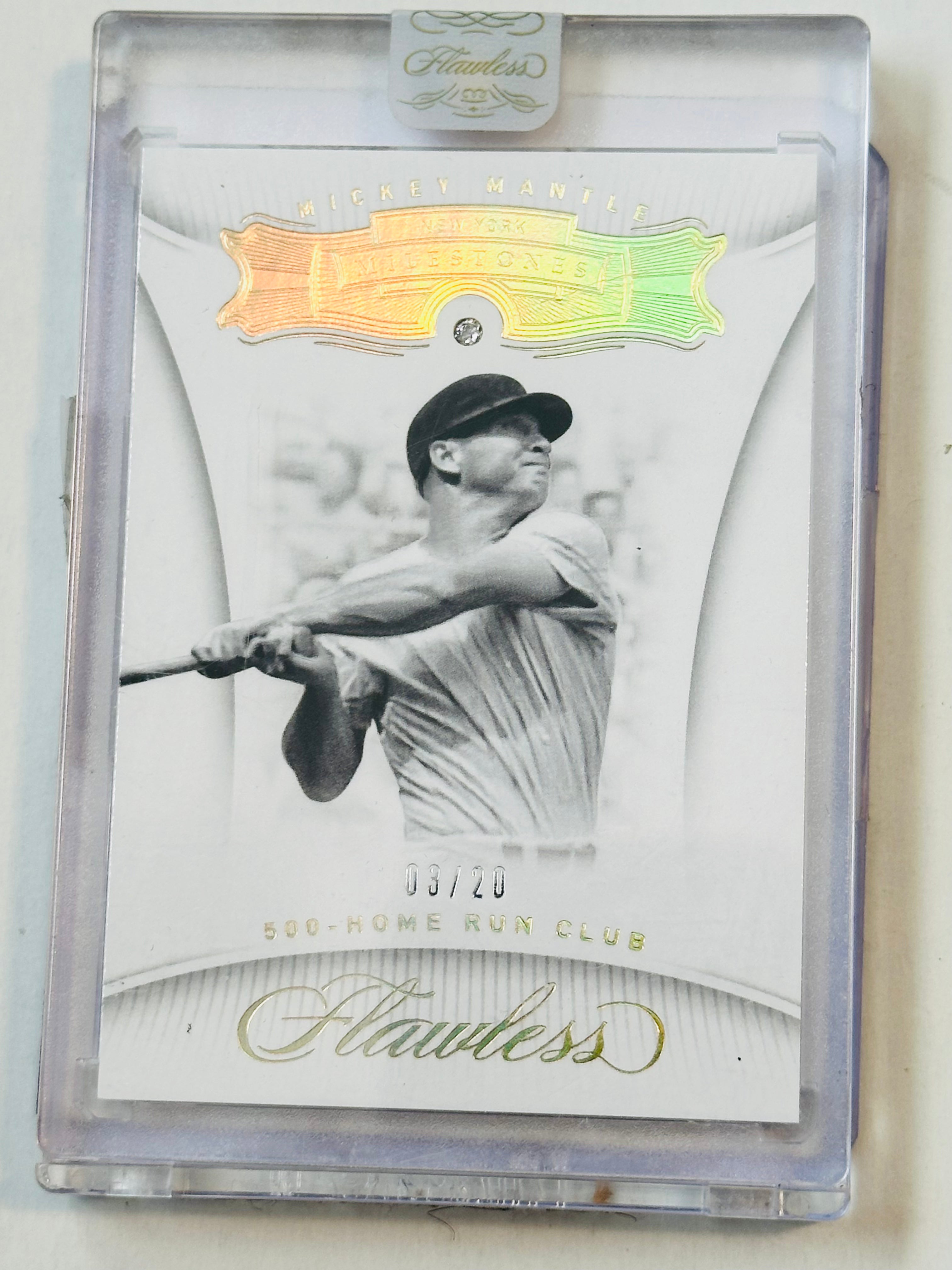 Mickey Mantle Leaf Diamond Flawless 500 Home Run Baseball Card #3/20 with Real Diamond - 2017 Limited Edition for Collectors & Sports Memorabilia Enthusiasts