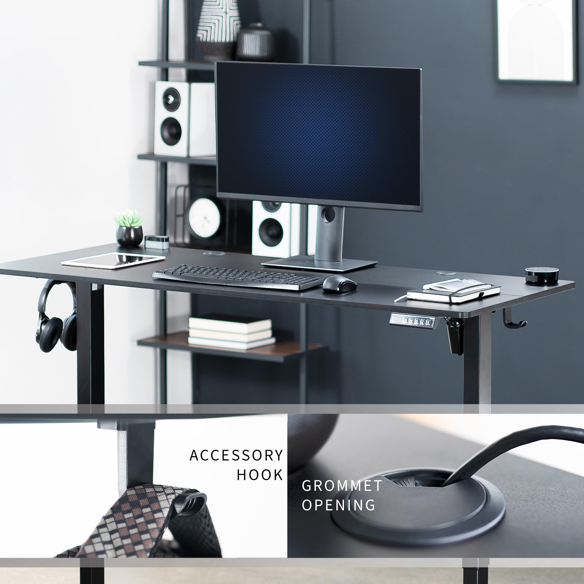 VIVO Electric Height Adjustable Standing Desk 55 x 24 Inches, Memory Controller, Black Top Black Frame (DESK-E155TB) - Perfect for Home Office, Gaming Setup & Workspace Ergonomics