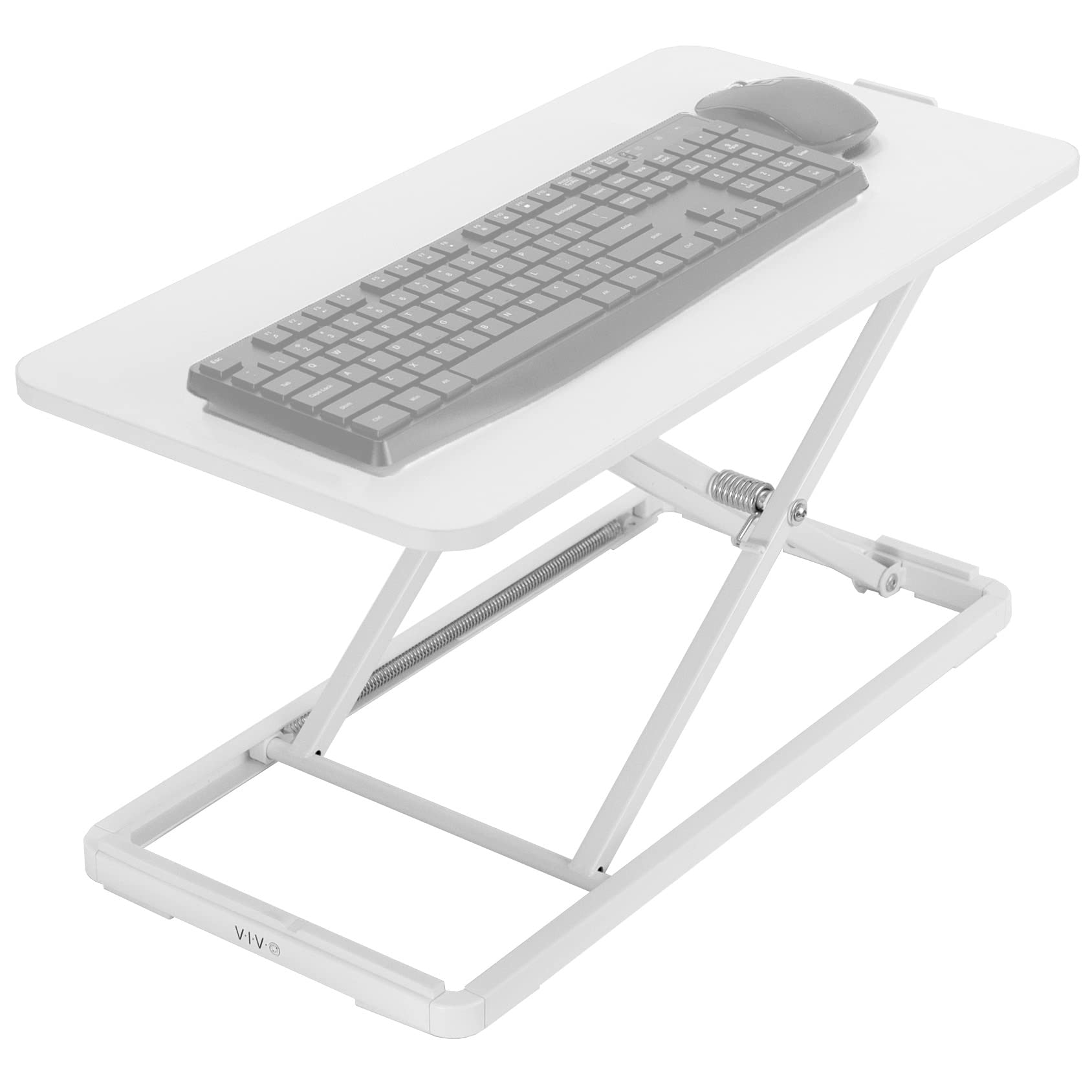 VIVO Single Top 24 inch Adjustable Scissor Lift Keyboard Tray & Mouse Stand - Ergonomic Height Adjustable Laptop Desk for Home & Office Workstations - Perfect for Standing Desks, Computer Work, and Typing (White, DESK-V024AW)