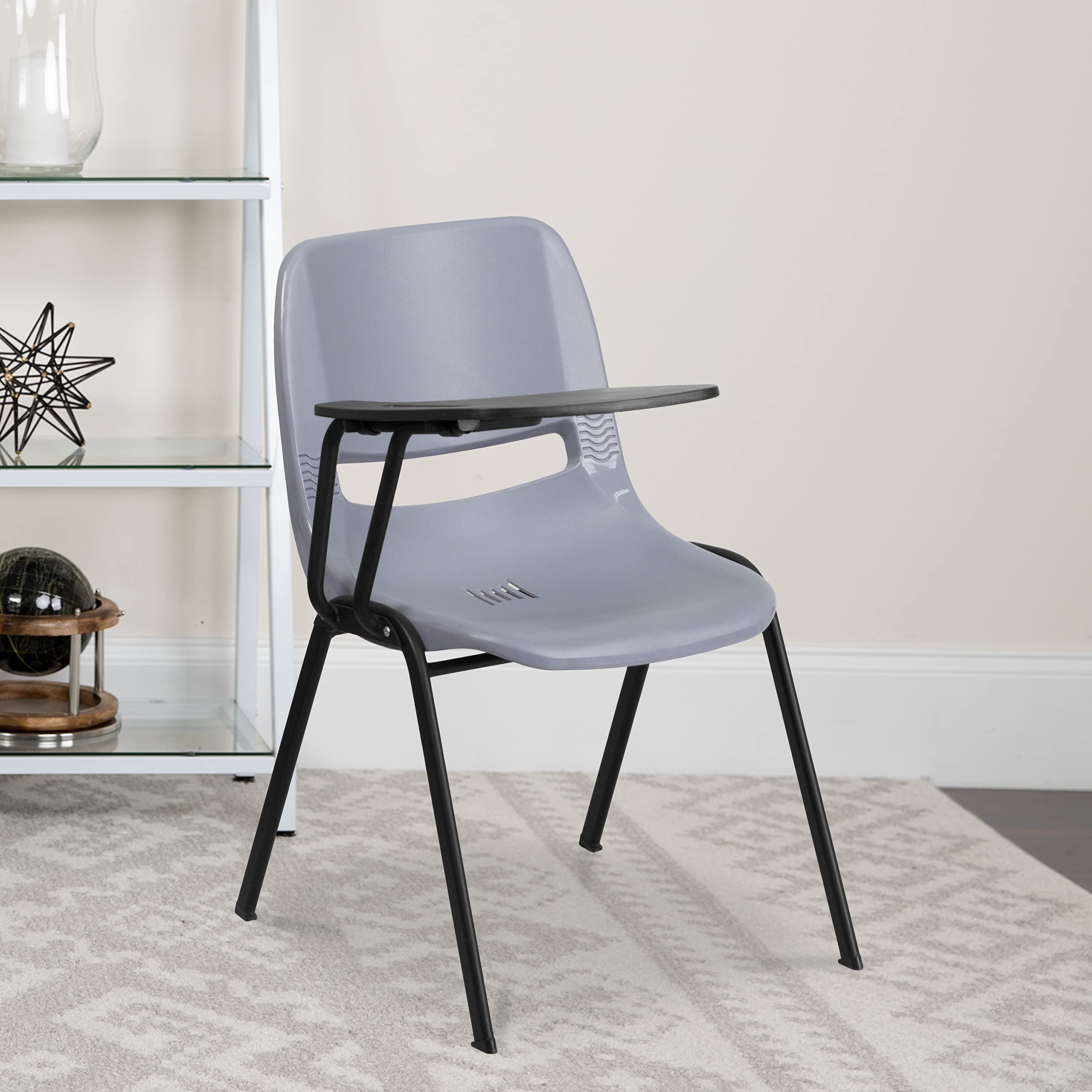 5 Pack Gray Ergonomic Office Chair with Flip-Up Tablet Arm - Right Handed Comfort Support for Home, Office & Conference Room Use