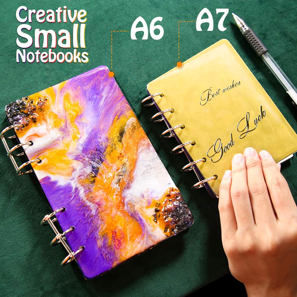 LEOBRO 3Pcs A5 A6 A7 Notebook Cover Silicone Molds for Resin Crafts - DIY Epoxy UV Resin Notebook Covers with Book Binder Rings - Perfect for Scrapbooking, Journaling, and Handmade Gift Making