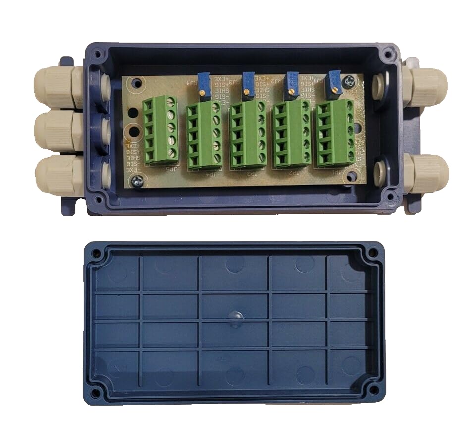 4-Channel Plastic Junction Box for Load Cells - High Precision Weighing Junction Box with Potentiometer for Floor Scales & Weighbridges (5-Hole 4-Wire Design) - Ideal for Industrial Weight Measurement & Agricultural Equipment