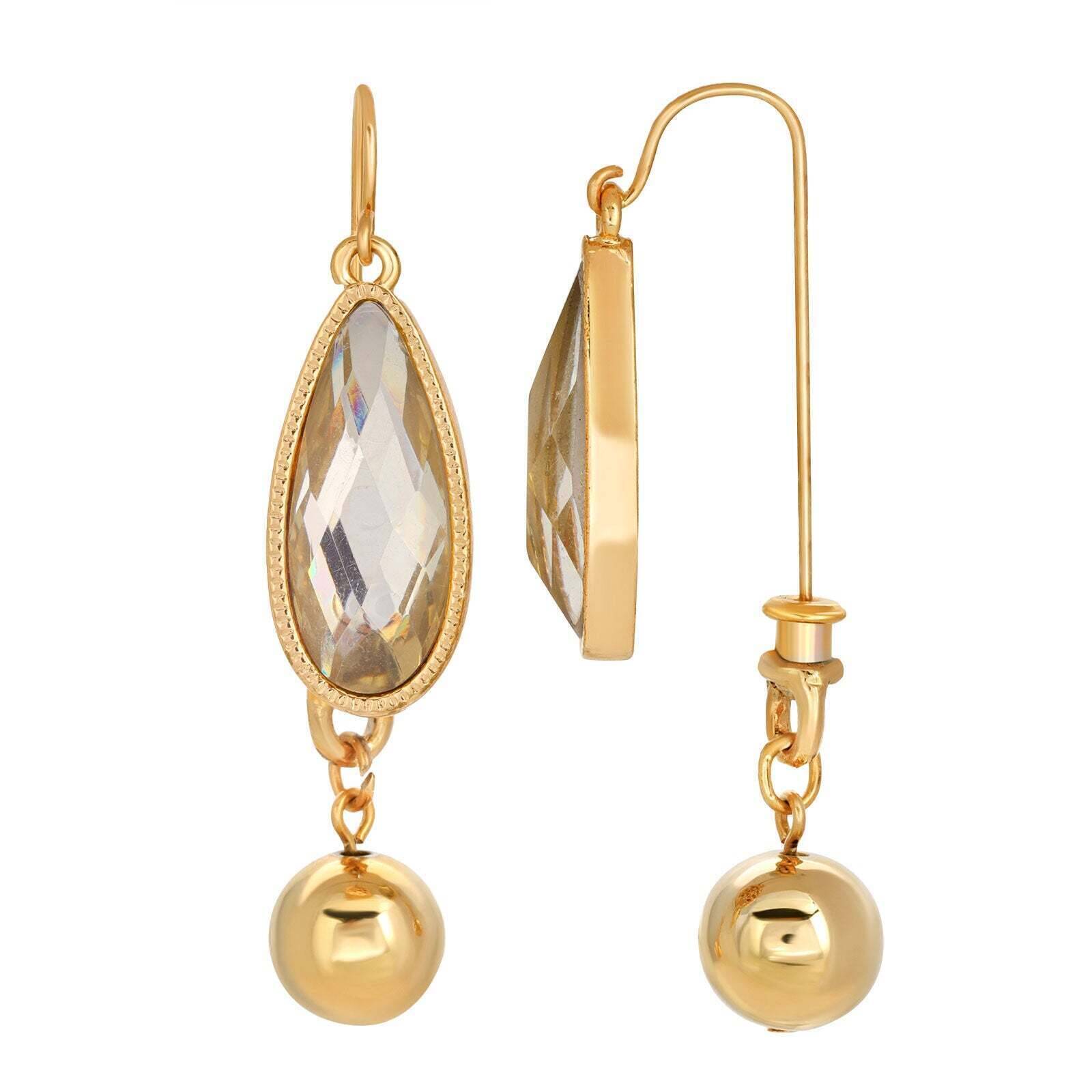 1928 Jewelry Crystal Clear Teardrop Front Back Earrings for Women - Elegant Dangle Drop Earrings for Wedding, Party & Evening Wear
