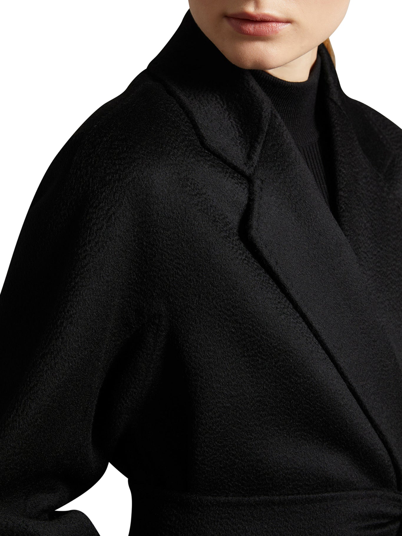 Max Mara Ludmilla Coat - Women's Elegant Black Wool Blend Trench Coat for Winter, Office, and Formal Occasions
