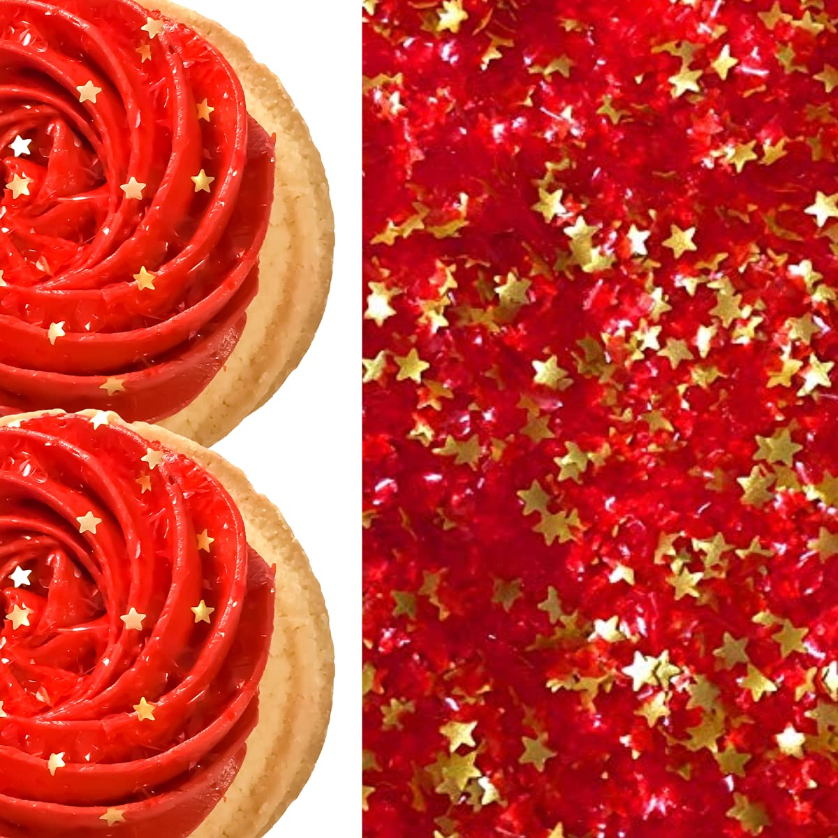 Red & Gold Metallic Edible Glitter for Cakes, Cupcakes, Cookies - .15 oz Jar - Perfect for Red Frosting, Wedding Cakes, Birthday Desserts & Holiday Baking Decorations