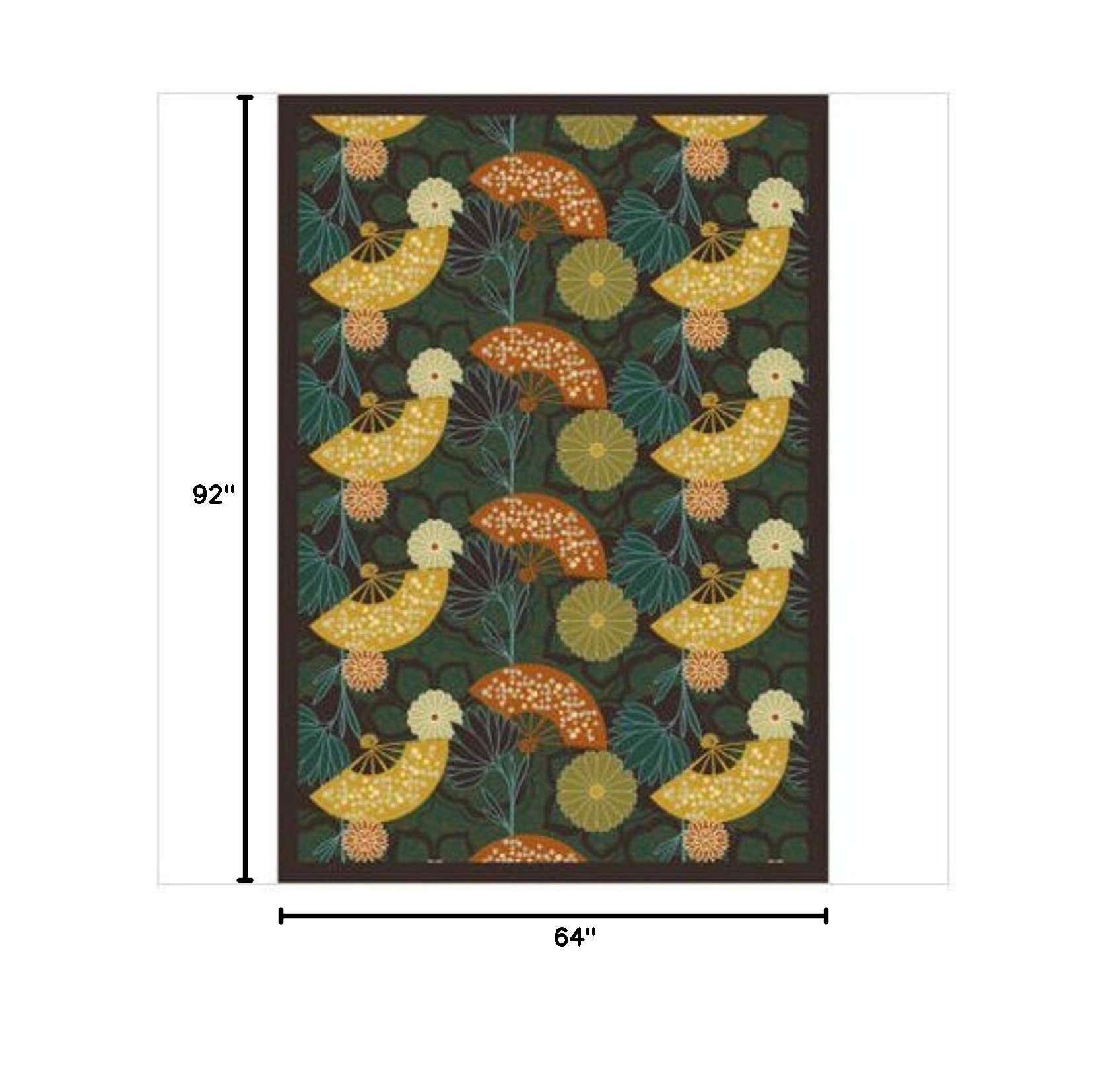 Joy Carpets Kaleidoscope Pacific Rim Whimsical Area Rugs in Teal - Soft Kids Playroom Rug, Boho Chic Living Room Carpet for Home Decor