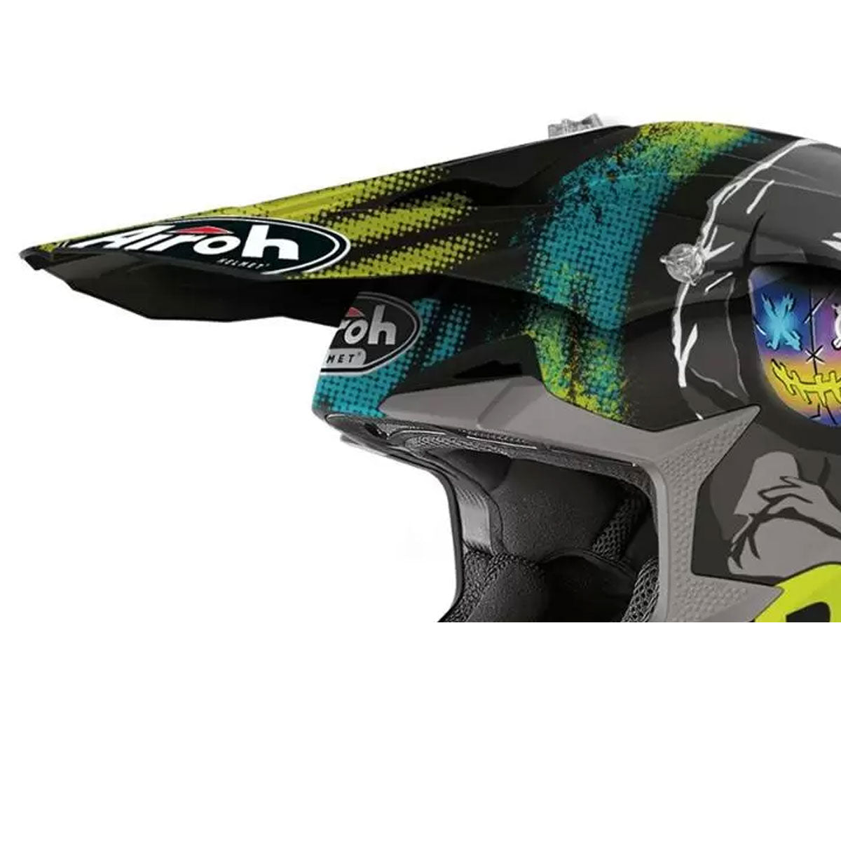 Airoh Peak For Wraap Alien Motorcycle Helmet - Matt Yellow & Black - Lightweight & Durable for Street & Off-Road Riding