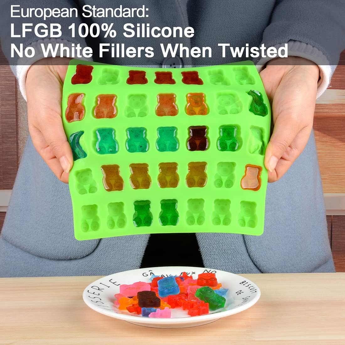 CAKETIME 1-Inch Large Silicone Gummy Bear Molds - 4 Pack Food Grade Candy & Chocolate Molds (LFGB & Pinch Test Approved) for DIY Treats, Party Favors & Baking Decorations