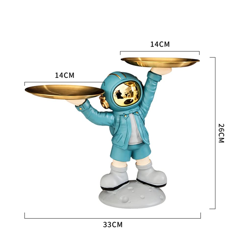 Silver Astronaut Figurine Desk Tray - Space-Themed Catchall Organizer for Keys, Jewelry & Candy | Office Decor, Party Bowl & Resin Storage Dish | Perfect for Home, Office & Space Enthusiast Gifts