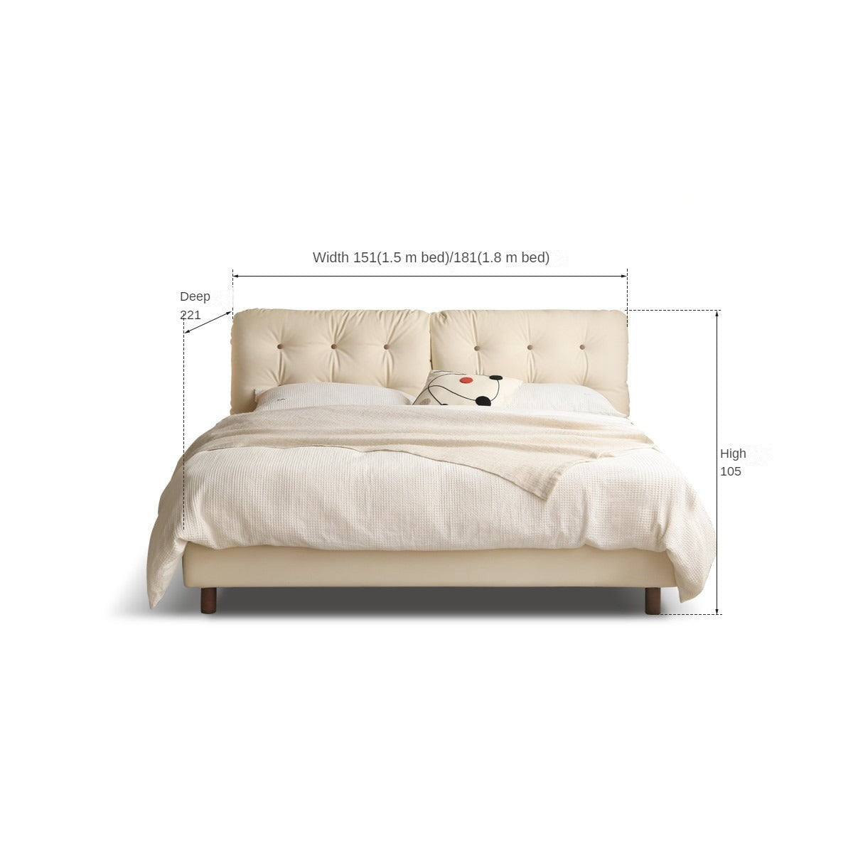 Organic Leather Art Bed - Cream Cloud Soft Mattress for Ultimate Comfort | Perfect for Master Bedrooms, Guest Rooms & Luxury Apartments