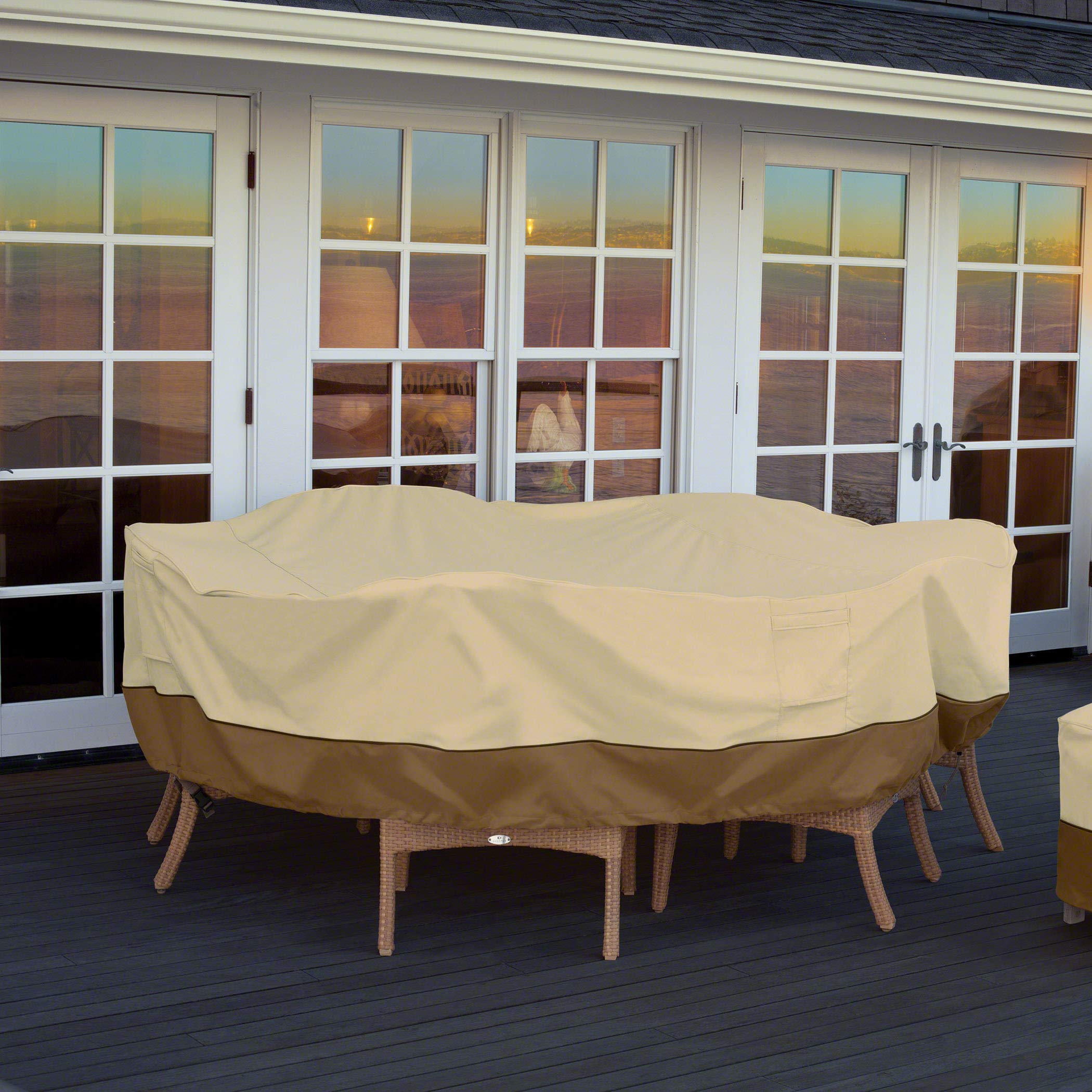 Classic Accessories Veranda 72 Inch Water-Resistant Rectangular/Oval Patio Table Cover - Durable Outdoor Protection for Dining and Entertaining
