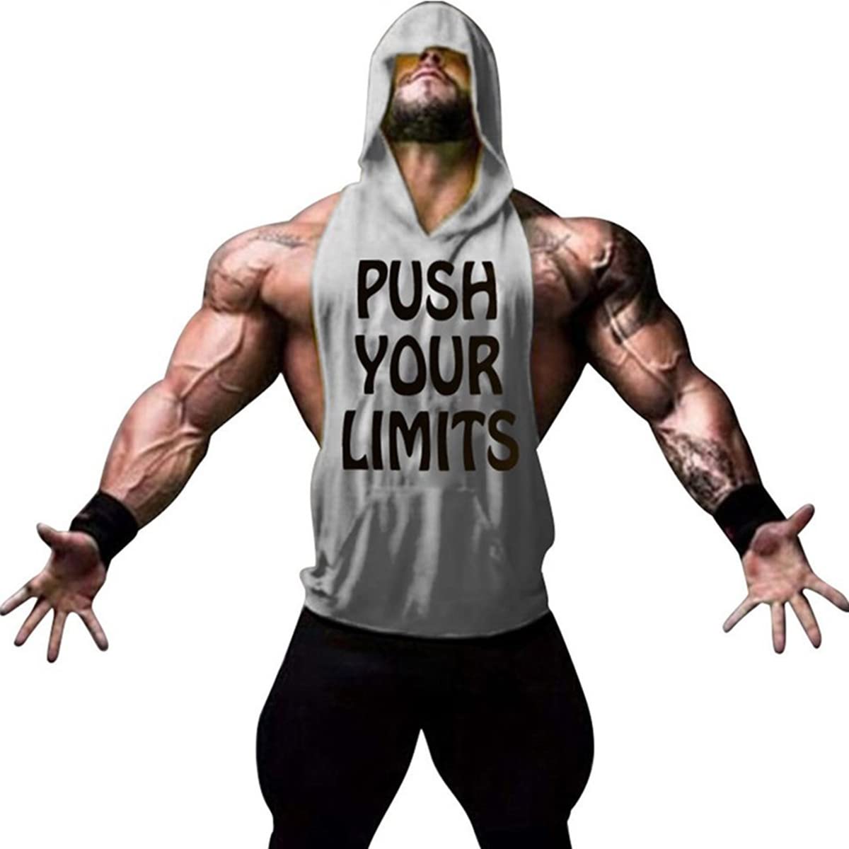 YeeHoo Men's Workout Hooded Tank Top - Bodybuilding Muscle Shirt Sleeveless Gym Training Hoodie for Fitness & Weightlifting | Perfect for Gym, Running & Outdoor Sports
