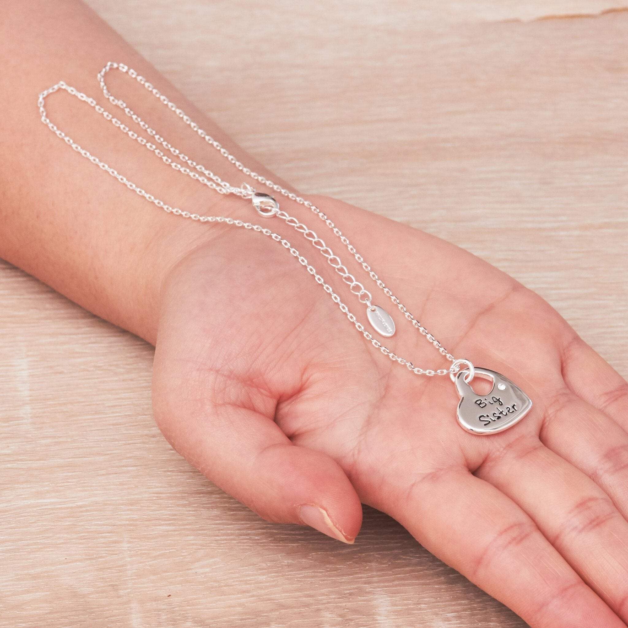 Philip Jones Big Sister Heart Necklace with Zircondia® Crystals - Elegant Gift for Sisters, Birthday & Anniversary Jewelry - Perfect for Special Occasions & Everyday Wear