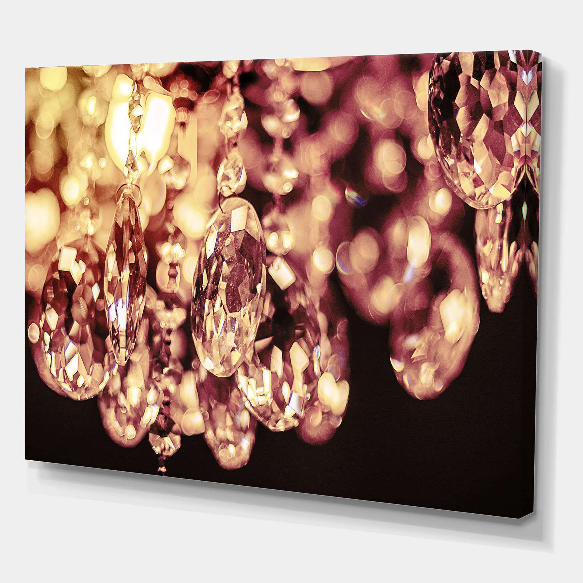 DesignQ Crystal Chandelier - Modern Bright Hanging Light with Canvas Wall Art for Living Room, Bedroom & Dining Room Decor