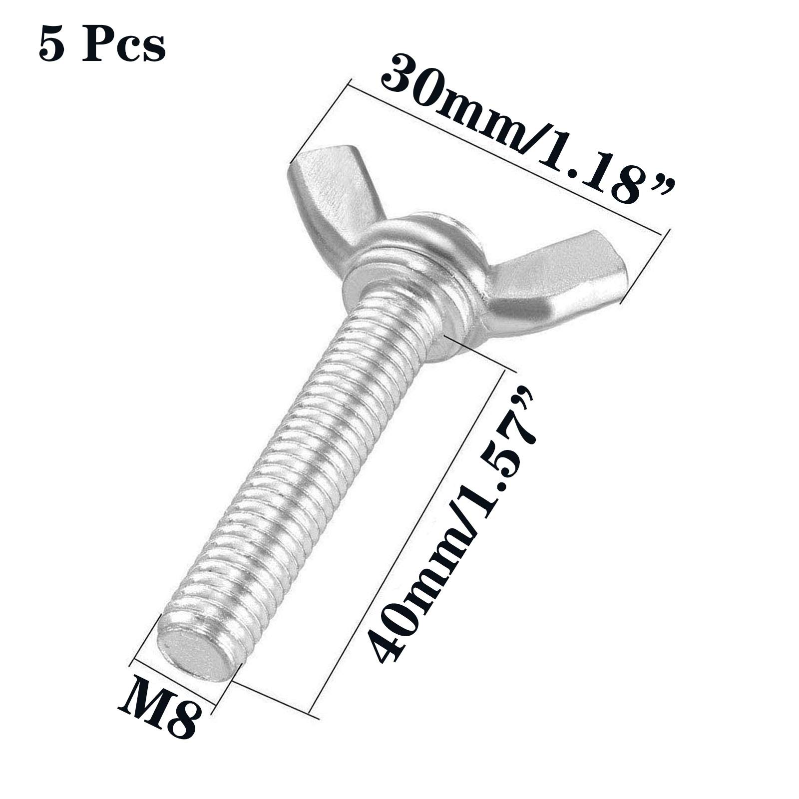 5Pcs M8 304 Stainless Steel Wing Bolts - Machine Fasteners for DIY & Repair