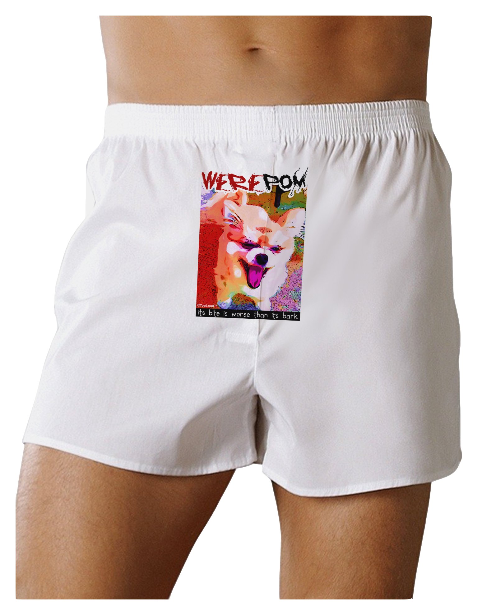 TooLoud WerePom - Funny Werewolf Pomeranian Printed Boxer Shorts for Men | Comfortable Cotton Underwear for Halloween Costume & Cosplay
