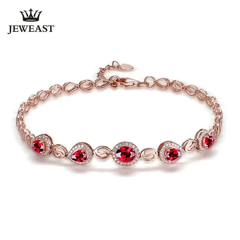 18K Solid Gold Ruby Bracelet for Women - Elegant Thin Bangle Fine Jewelry Gift for Her - Perfect for Parties, Weddings & Special Occasions