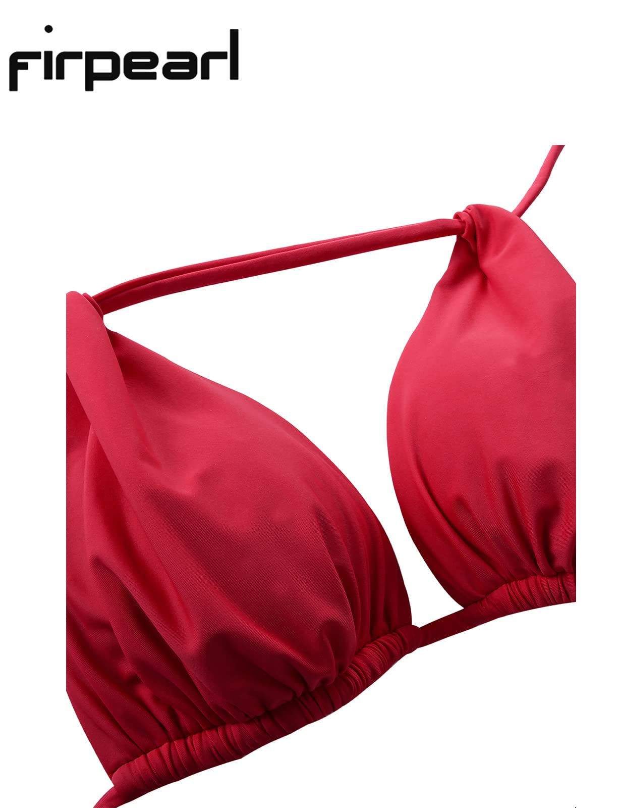 Firpearl Women's Push Up Triangle Bikini Top - Adjustable Halter Swimsuit with Ruching for Beach, Pool & Summer Vacation