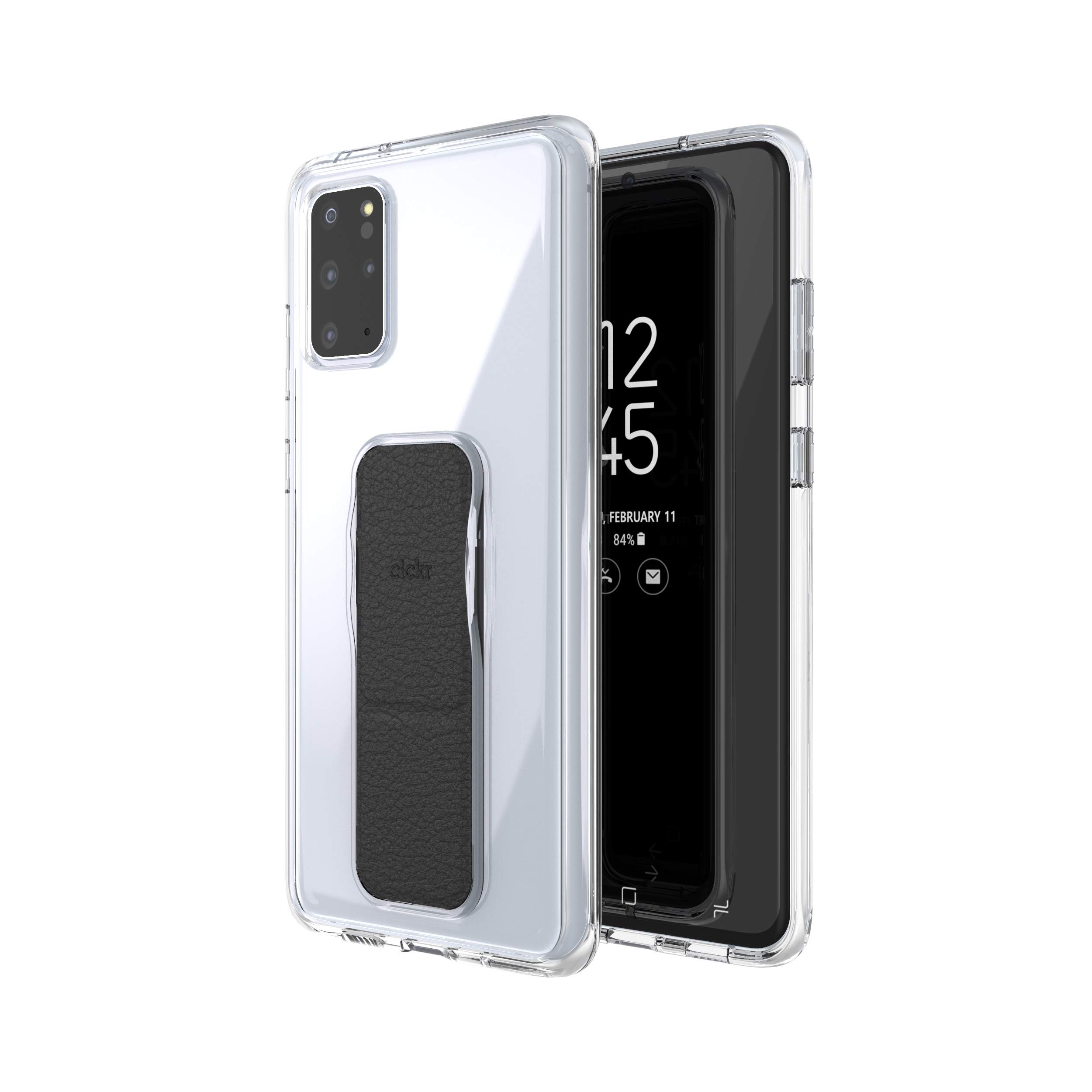 CLCKR Samsung Galaxy S20+ Case with Kickstand & Phone Grip - Expandable Stand, Protective Cover with Holder (Black) - Perfect for Watching Videos, Gaming & Hands-Free Use
