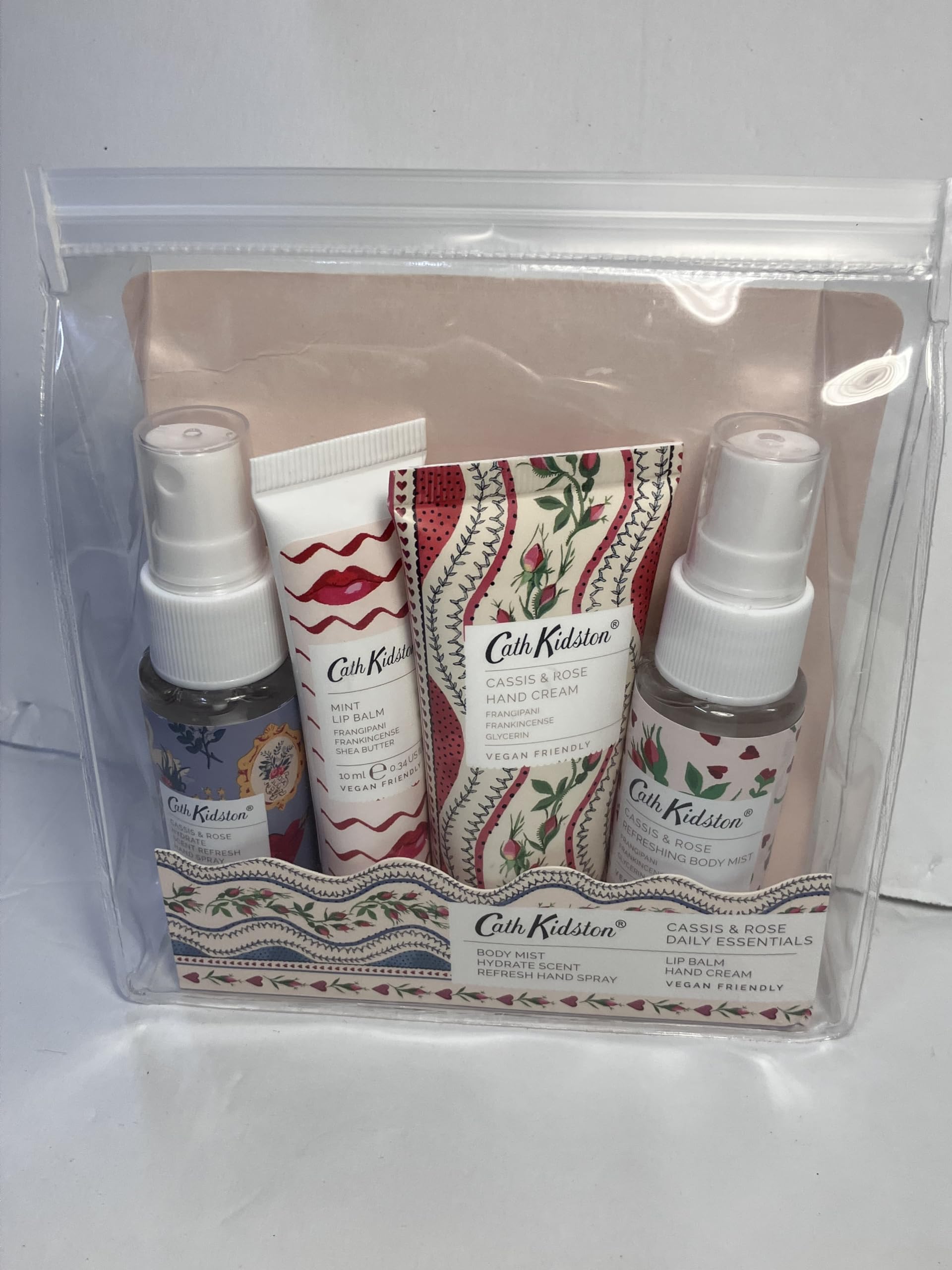 Cath Kidston Keep Kind Cassis & Rose Daily Travel Essentials Kit – Stylish Toiletry Bag for Women, Perfect for Weekend Getaways & Airplane Carry-On