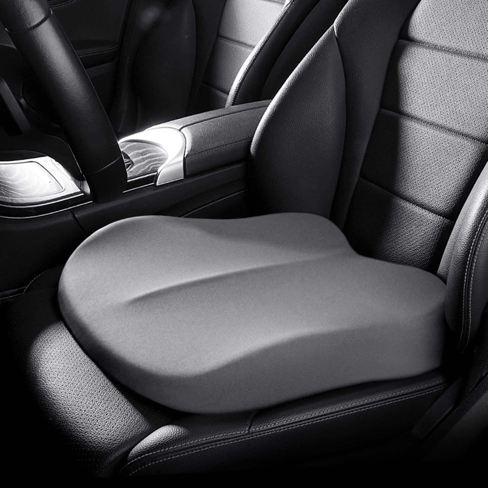 Portable Adult Car Booster Seat Cushion - Soft Height Adjuster for Driving, Office & Home Use, Increases Field of View by 10cm/3.9in, Gray - Ideal for Commuting, Road Trips & Errands