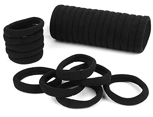 Ayushicreationa Hair Ties for Thick Hair - 20 PCS Black Ponytail Holders & Hair Bands for Women & Girls | Soft Stretch Hair Rubber Bands for Daily Use, Workout, Yoga & Sports