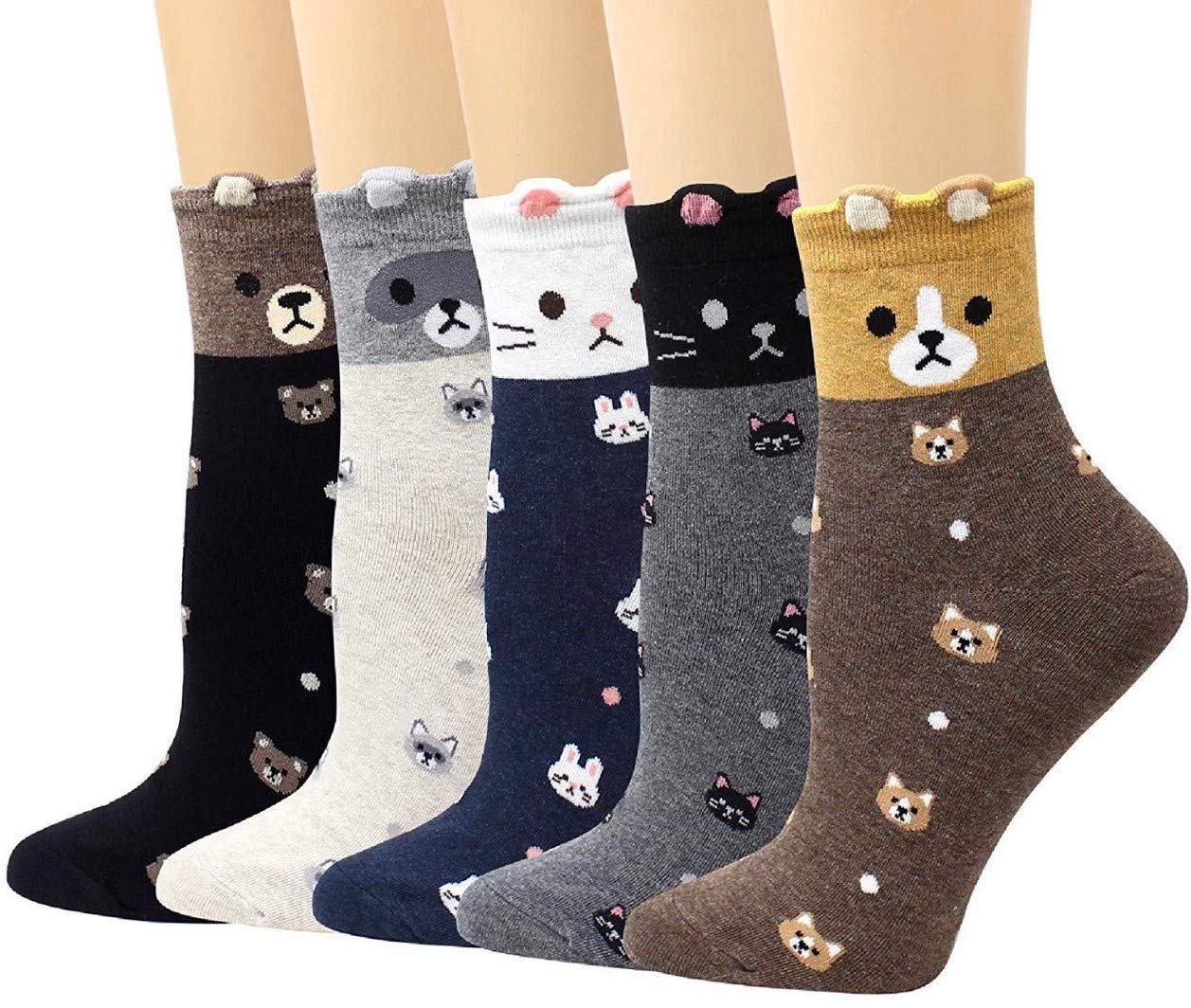 Cute Animal Print Crew Socks for Women and Teen Girls - Soft, Comfortable & Fun Socks - Perfect Gift for Birthday, Christmas & Everyday Wear