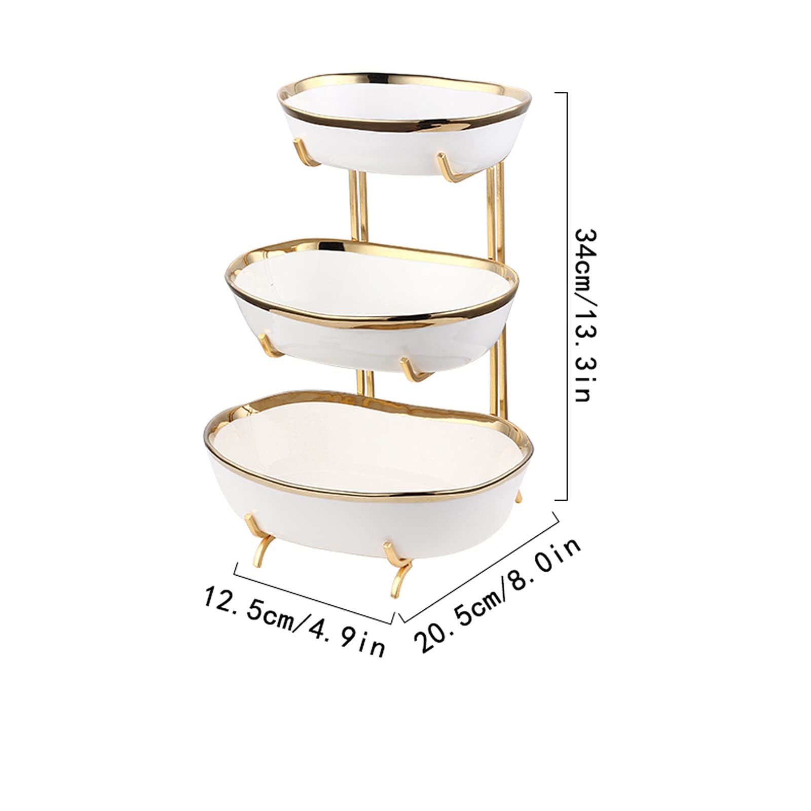 3-Tier Fruit Basket - Creative Multilayer Serving Tray for Living Room Decor, Chinese Snack Plate & Candy Dish - Green | Perfect for Parties, Home Decor & Office Reception Desk