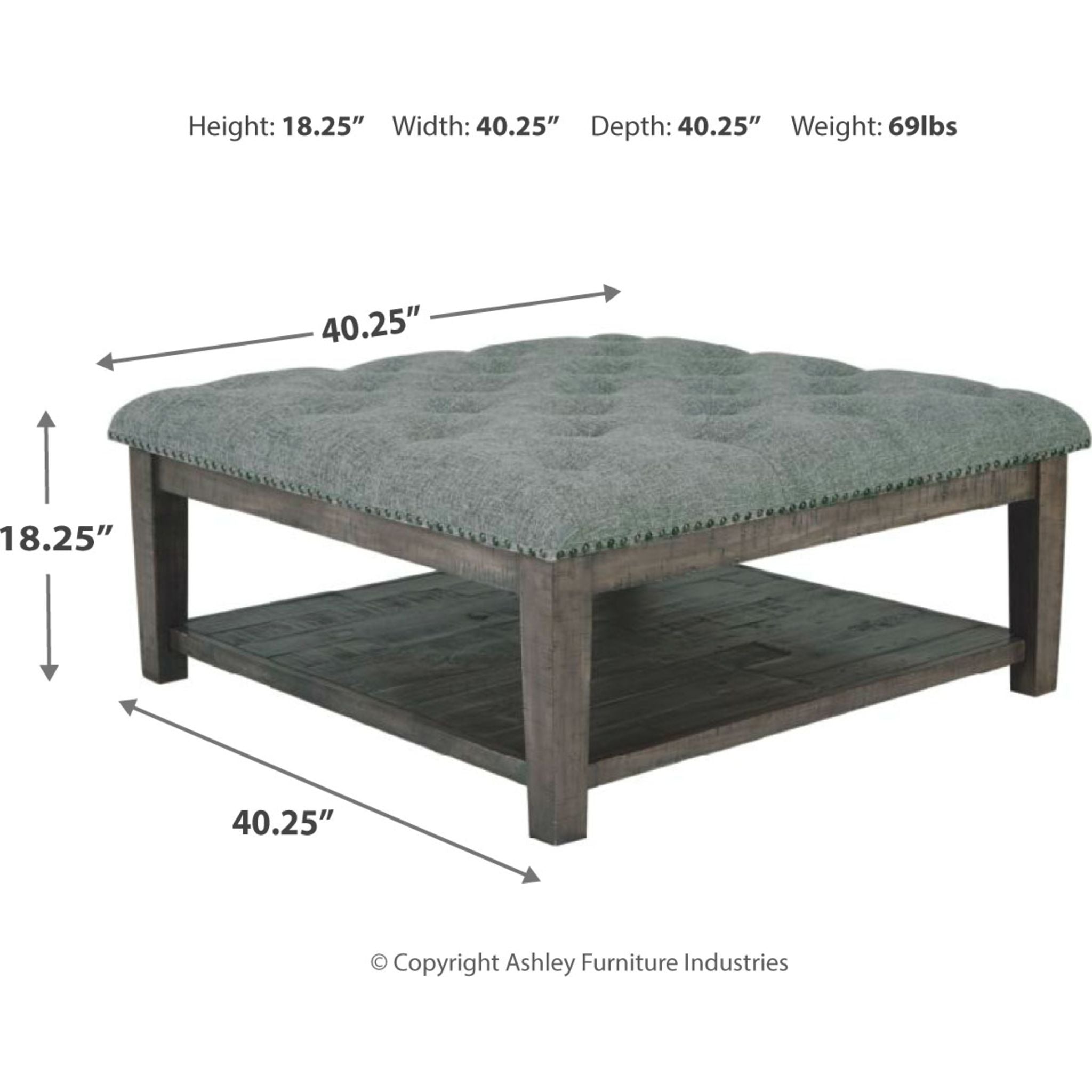 Borlofield Upholstered Ottoman Table with Linen Fabric - Stylish Footrest and Coffee Table for Living Room, Bedroom & Office