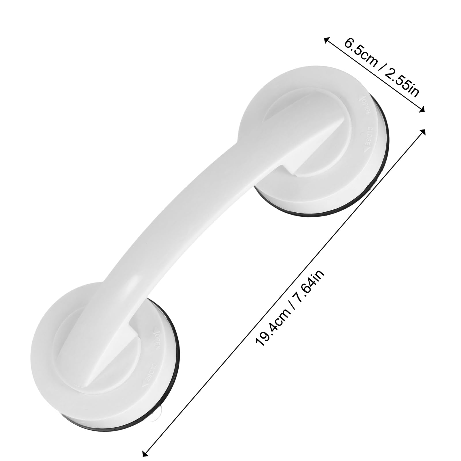 1 Pack Non-Slip Suction Cup Door Handle 19.2 x 6.3cm, No Drill Shower Grab Bar, Portable Bathroom Handle for Elderly & Disabled - Perfect for Shower, Bathtub, Cabinet, Mini Fridge & Kitchen (Silver) - Ideal for Safety, Accessibility & Home Organization