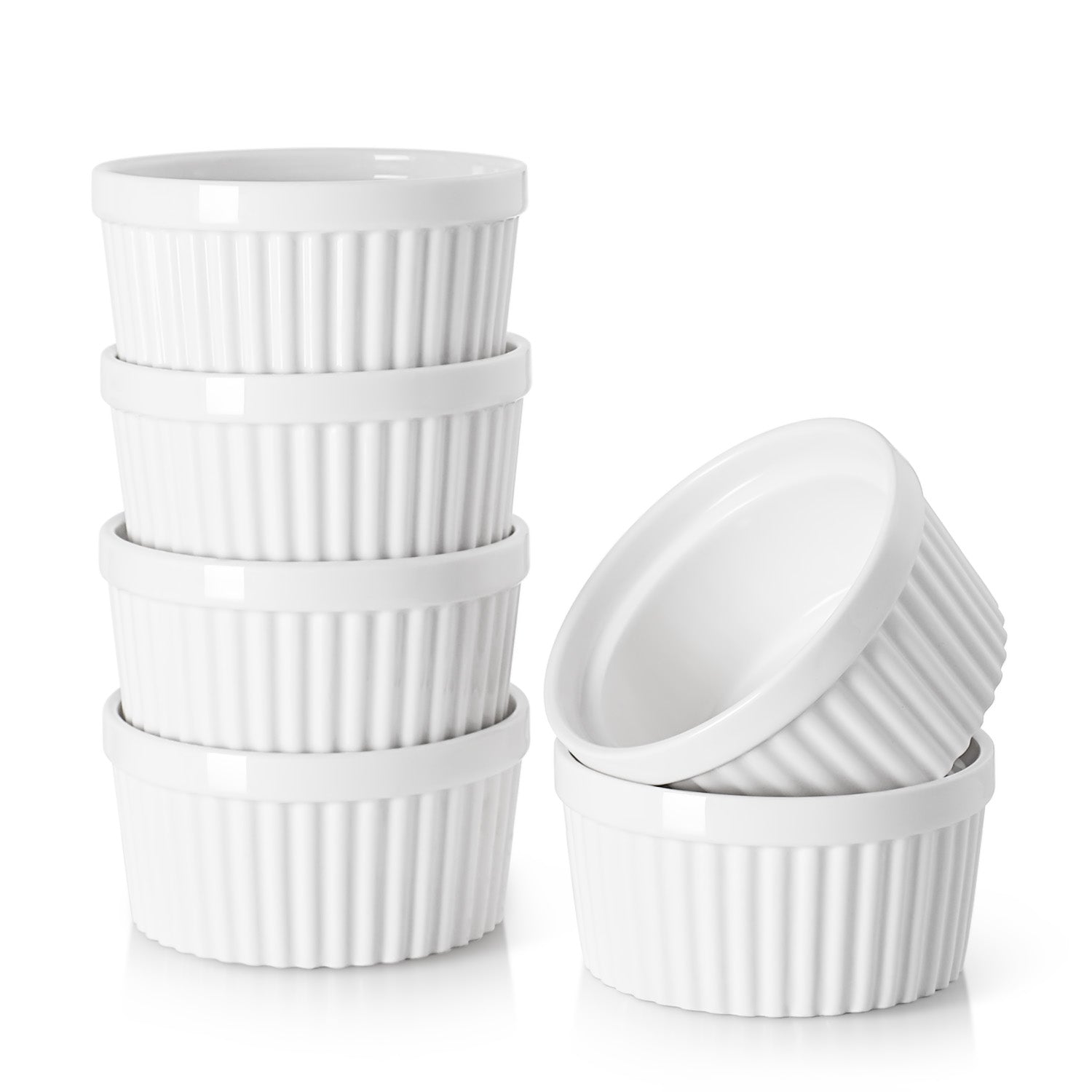 6-Piece 4 Oz Ramekin Set - Oven-Safe Ceramic Baking Dishes for Crème Brûlée, Soufflés & Desserts - Perfect for Home Baking & Restaurant Use
